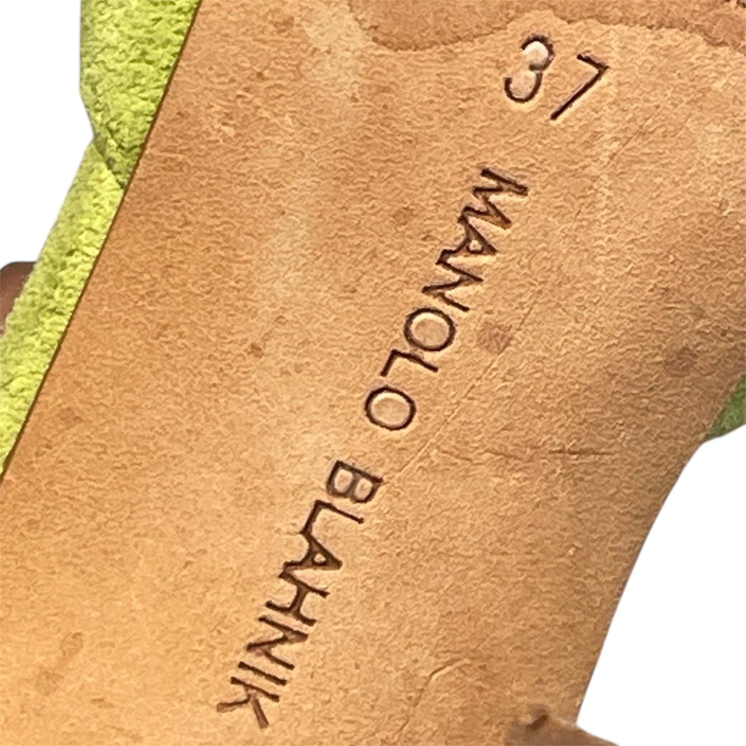 MANOLO BLAHNIK/Heels/EU 37/Suede/GRN/lime grn/wht insole view 4