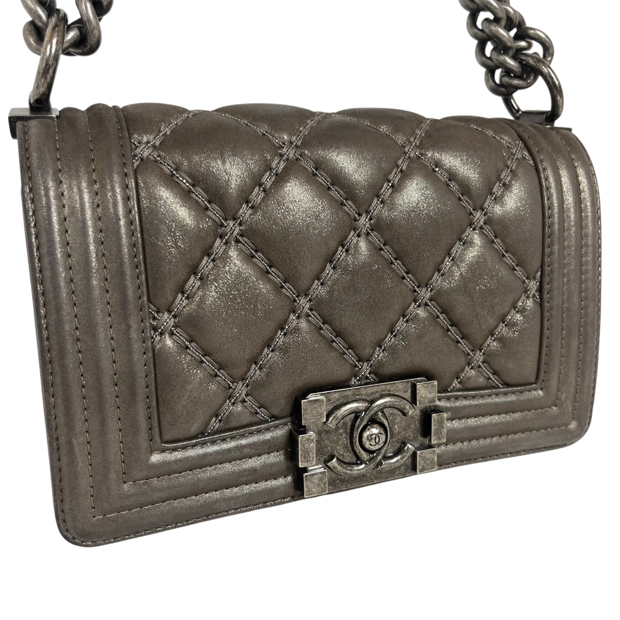 CHANEL/Bag/Leather/SLV/SMALL BOY BAG view 6