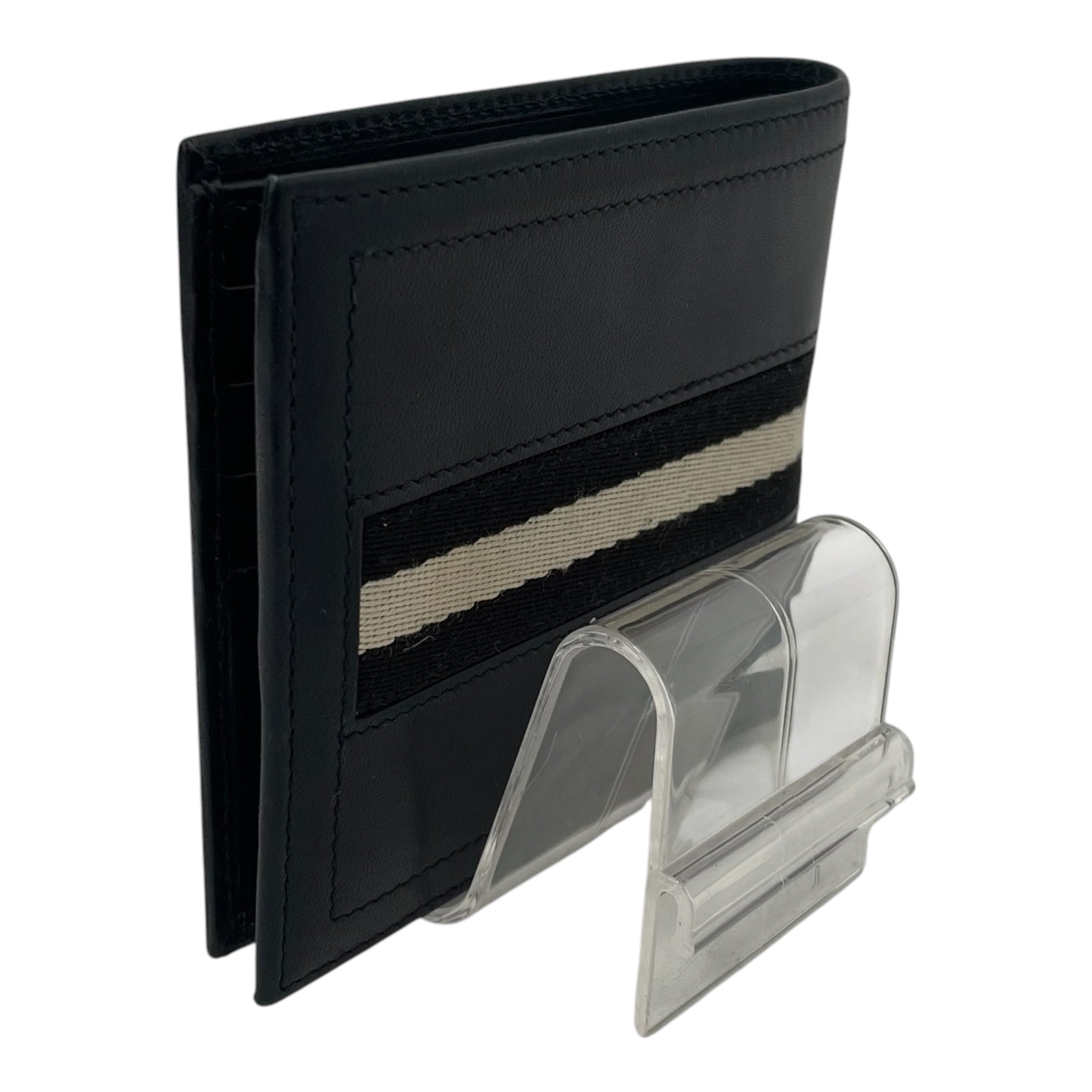 BALLY/Bifold Wallet/Stripe/Leather/NVY/M's/White black stripe view 3