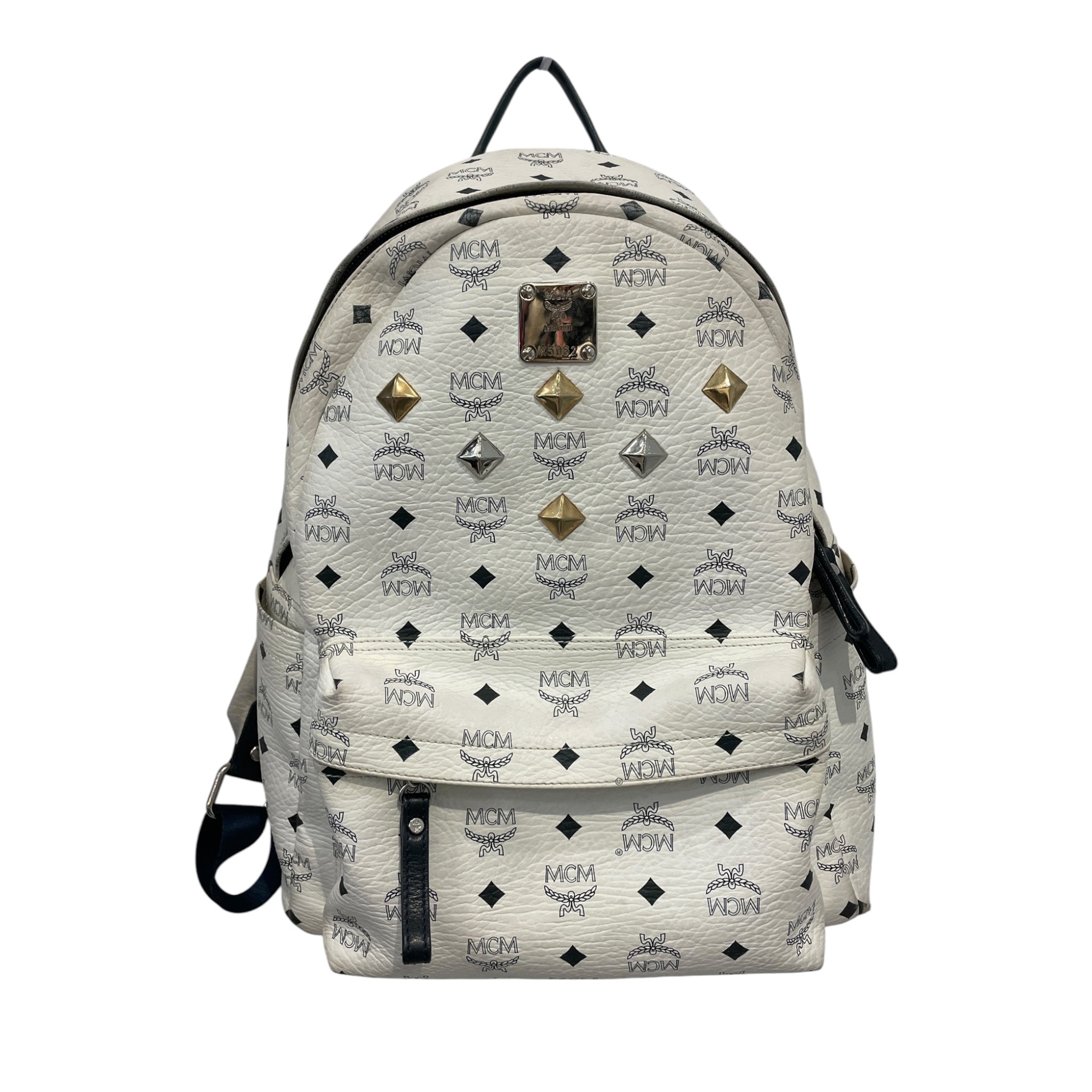 MCM/Backpack/Monogram/Leather/WHT/MEDIUM STUDS K5062 view 1