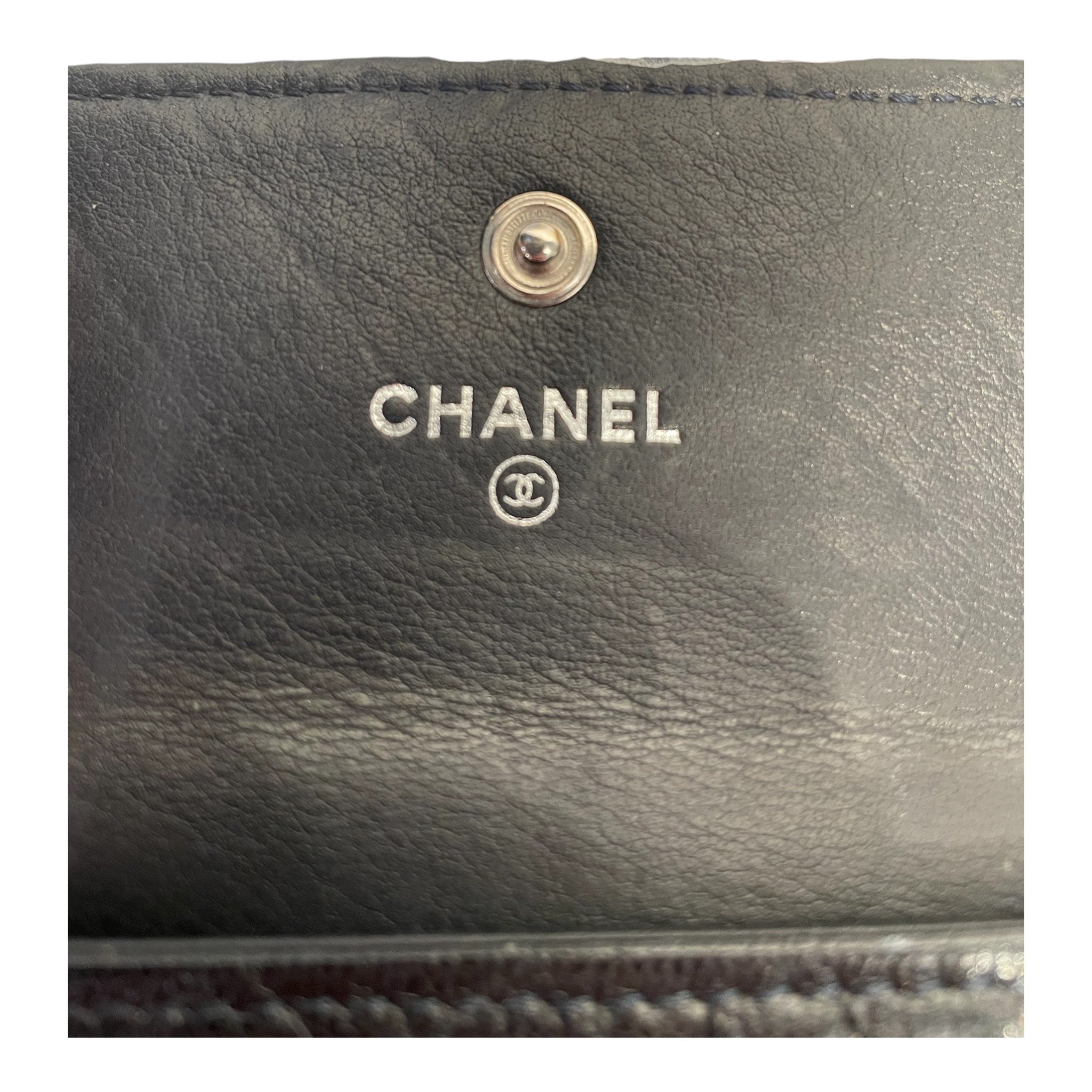 CHANEL/Coin Wallet/Leather/BLK/Leather flap wallet view 4
