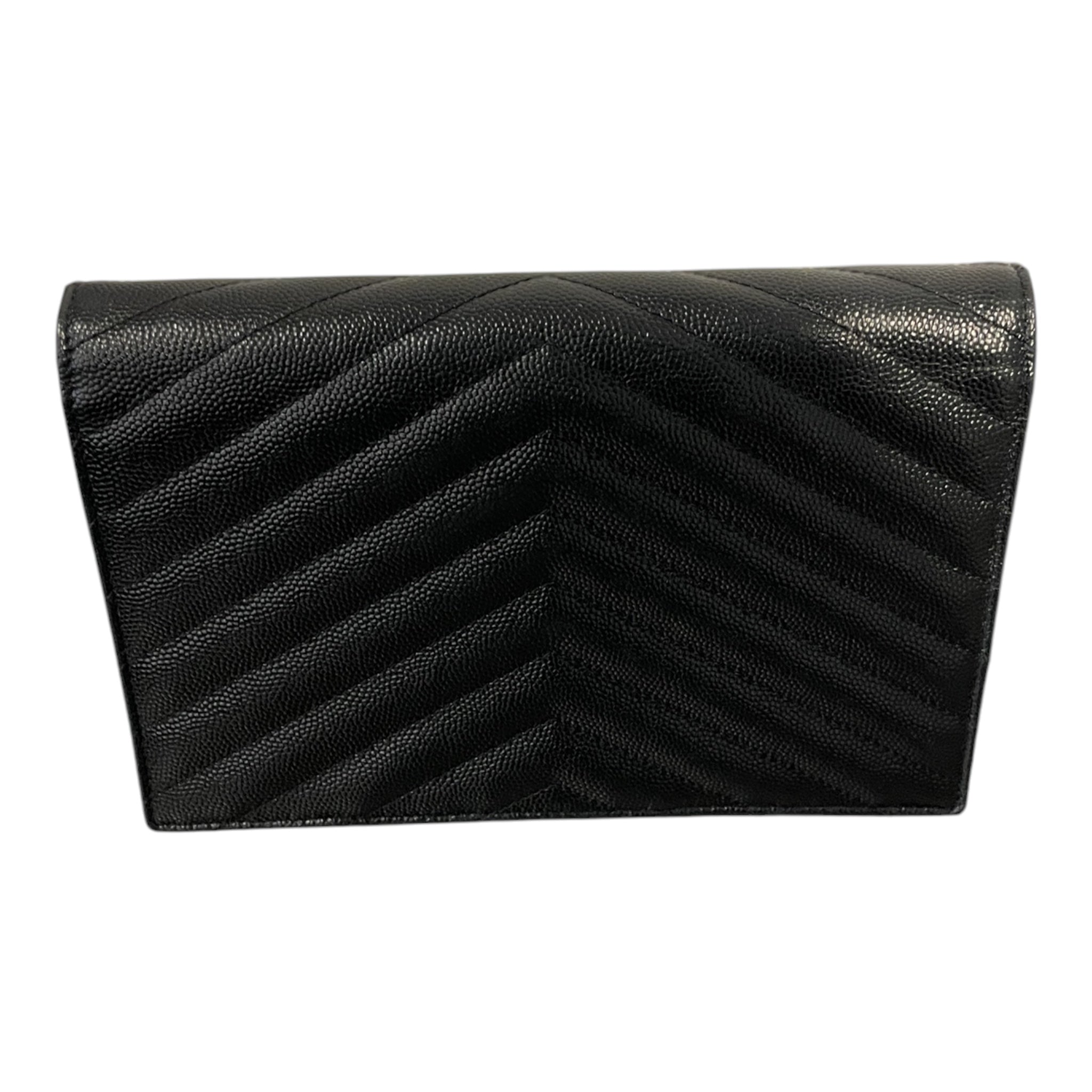 YVES SAINT LAURENT/Cross Body Bag/Leather/BLK/Silver Chain & YSL Logo view 2