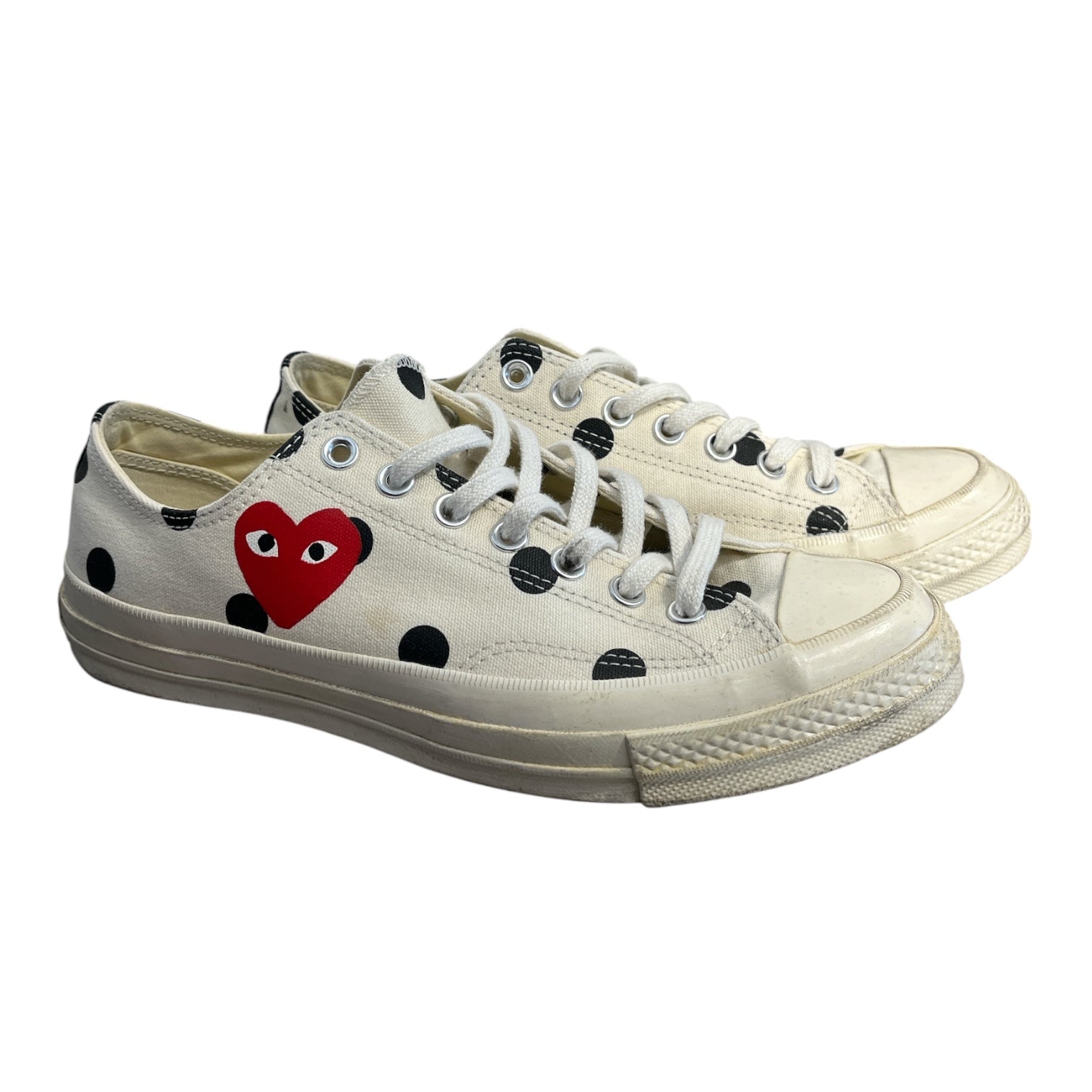 CONVERSE/PLAY COMME des GARCONS/Low-Sneakers/US 8.5/Polka dot/CRM/cdg play x converse polka dot view 1