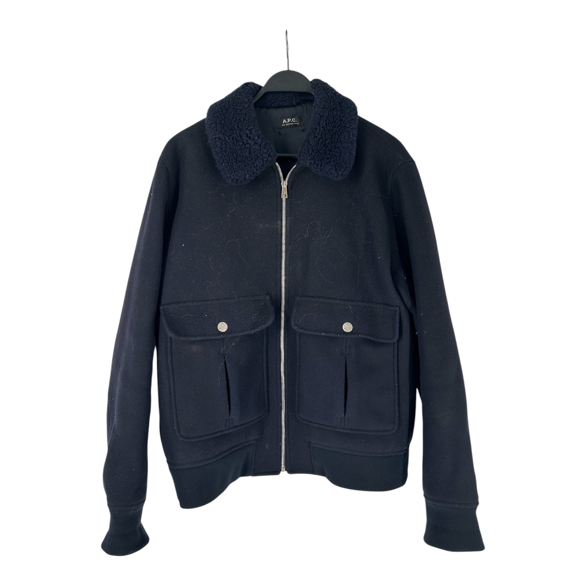 A.P.C./Jacket/Wool/NVY/SHERPA COLLAR BOMBER view 1