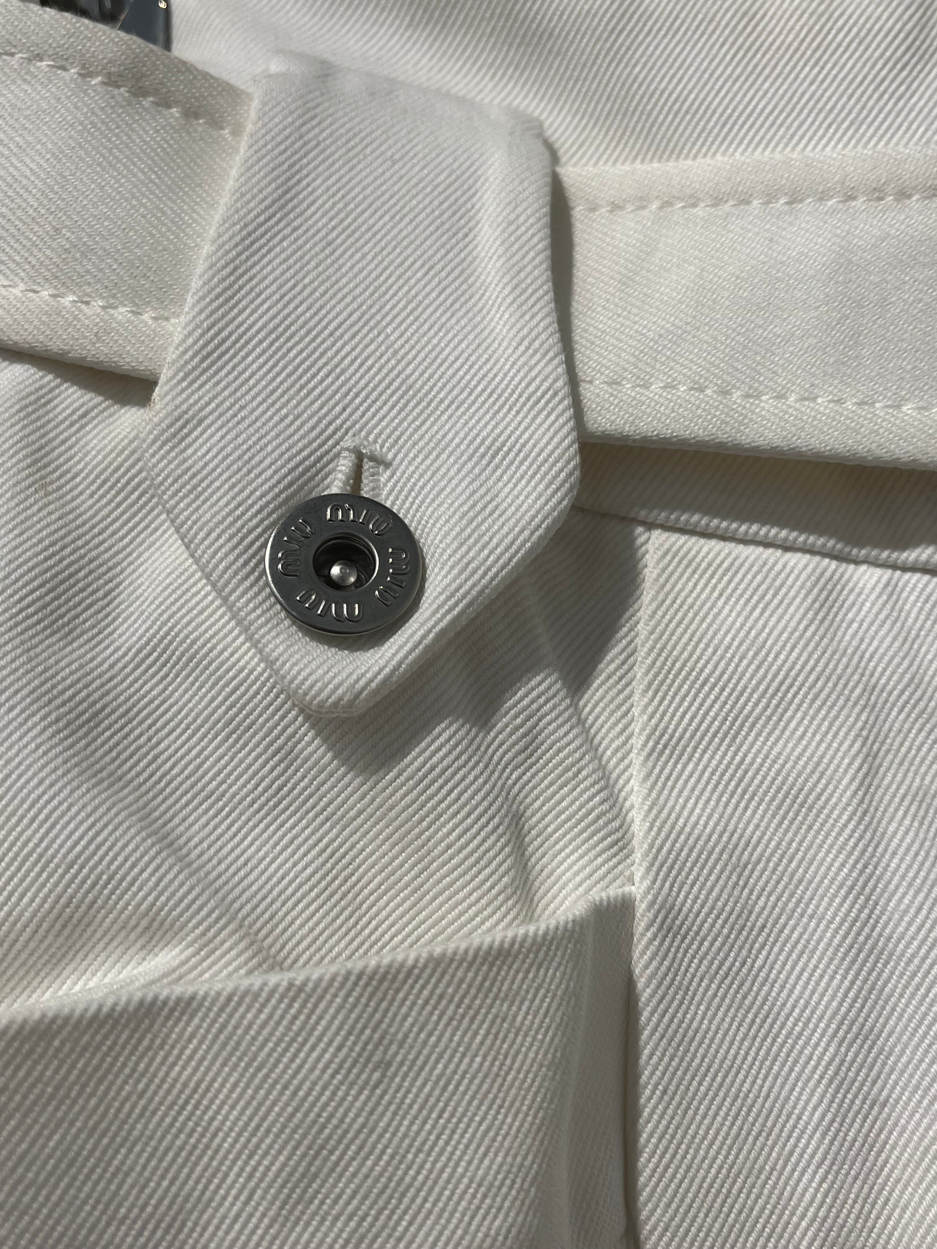 MIU MIU/Bottoms/48/Cotton/WHT/WIDE LEG BELTED JEANS view 4