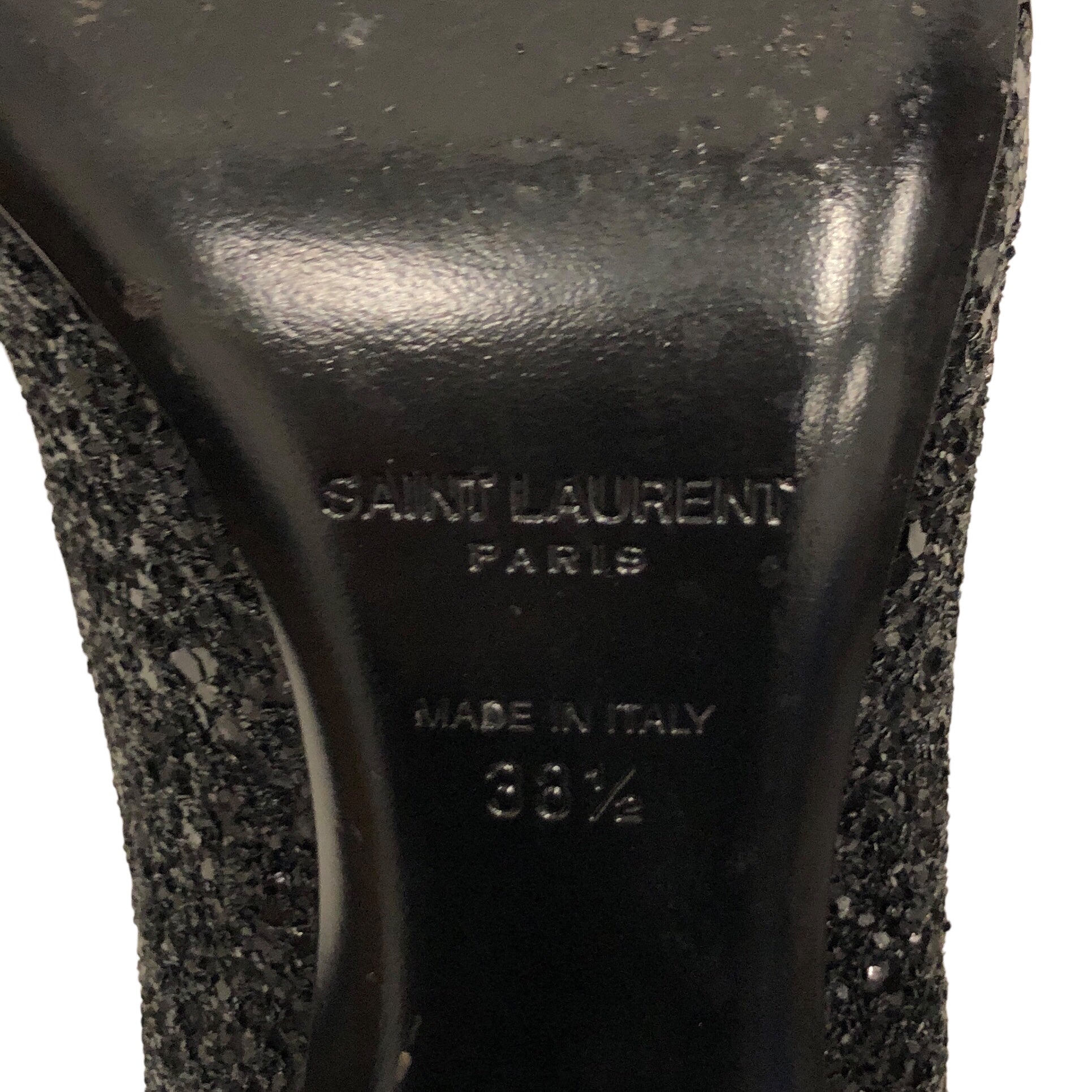 SAINT LAURENT/Heels/US 7.5/Leather/BLK/Sparkly YSL Heel view 5