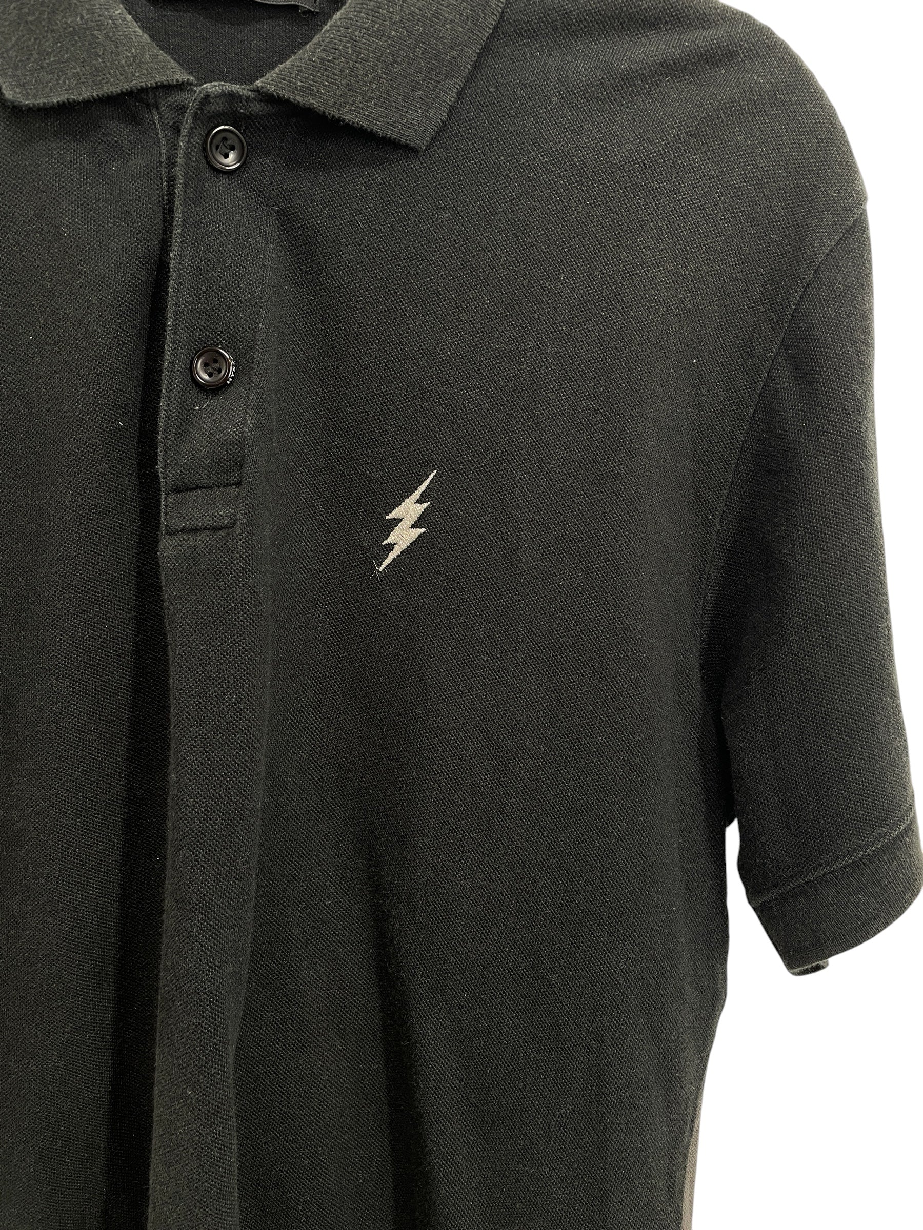 HYSTERIC GLAMOUR/Polo Shirt/L/Polyester/BLK/THUNDER BOLT POLO view 3