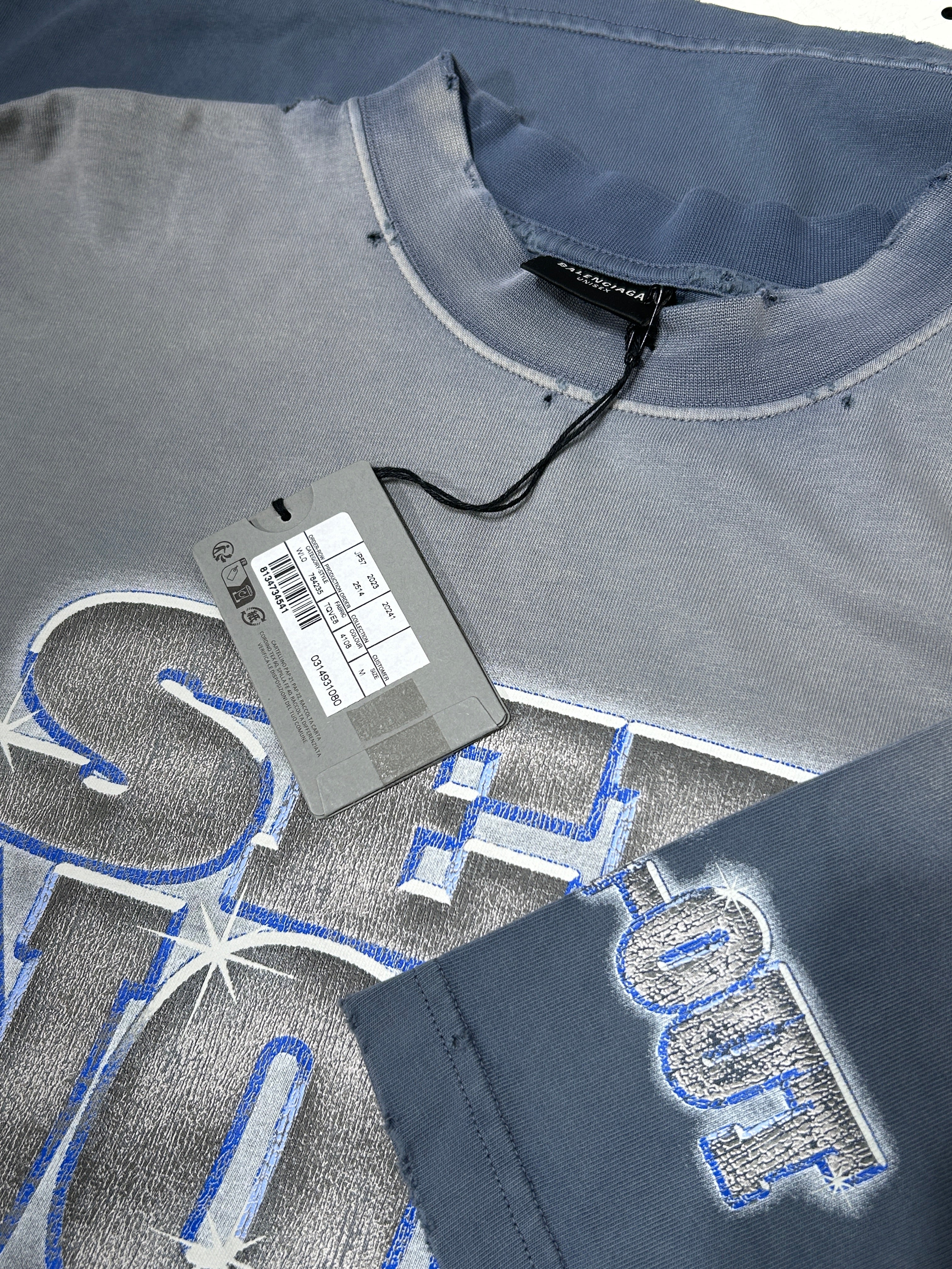BALENCIAGA/T-Shirt/M/Cotton/BLU/Graphic/SEENOW view 4