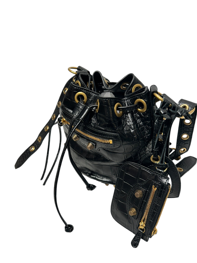 BALENCIAGA/Bag/OS/Leather/BLK/Le Cagole Bucket Bag