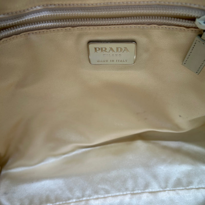 PRADA/Hand Bag/Leather/WHT/PRADA MONKEY CHAIN ACCENT