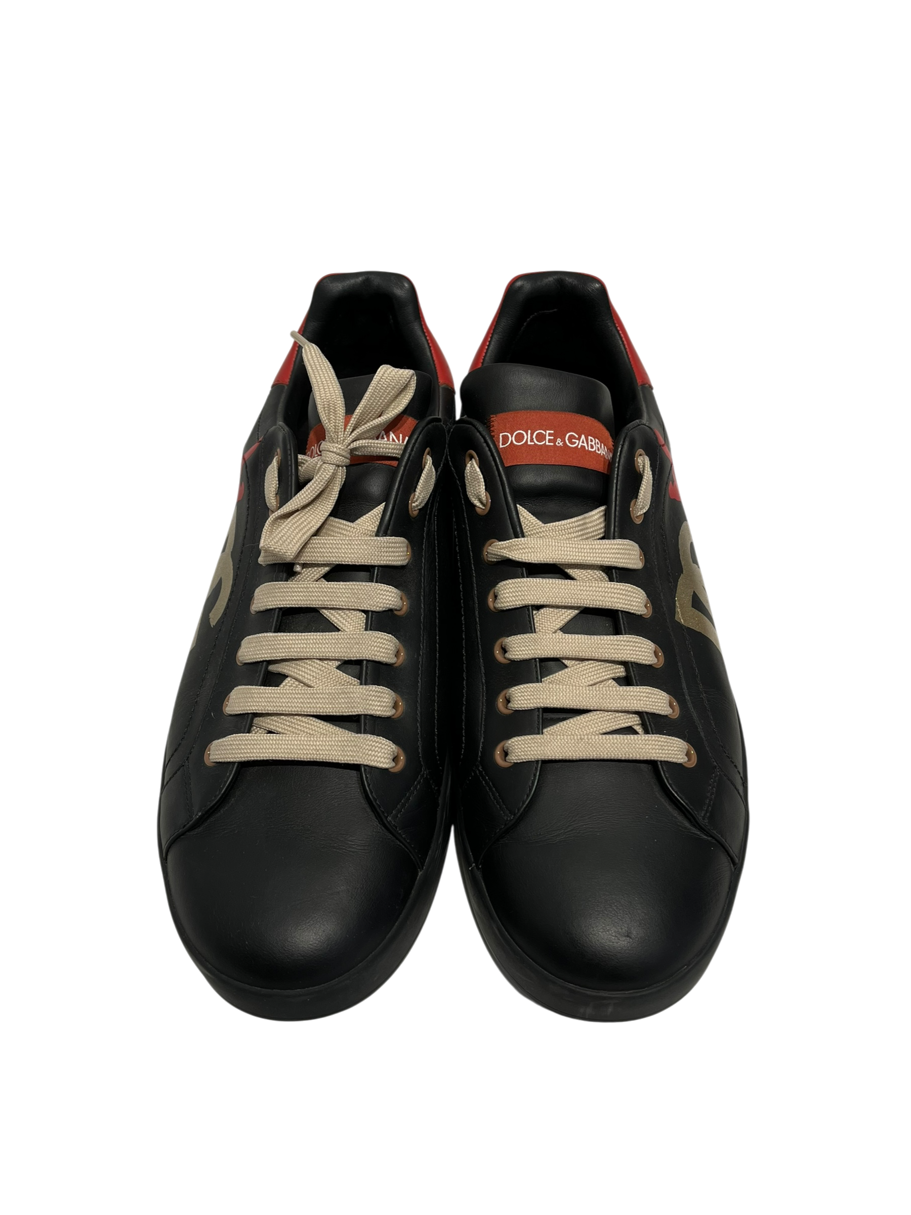 DOLCE&GABBANA/Low-Sneakers/UK 12/Leather/BLK/PORTOFINO BLK/RED CACTUS view 6