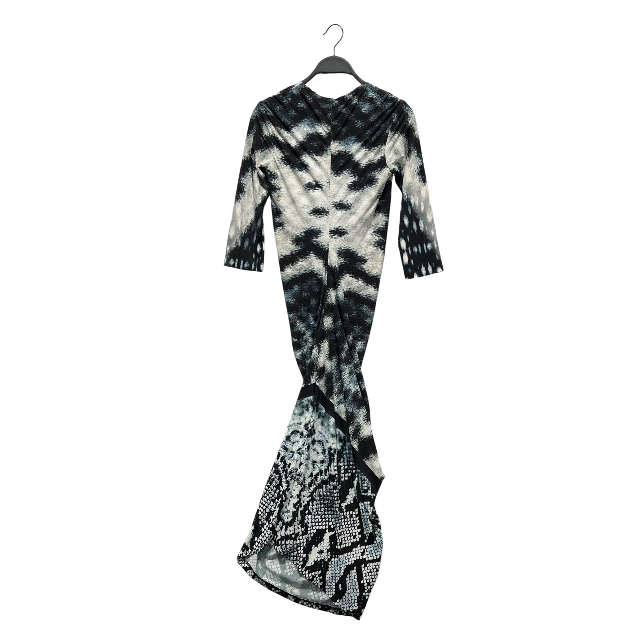 roberto cavalli/3|4S Dress/M/Animal Pattern/Polyester/BLU/blu/blk ruched maxi dress view 2
