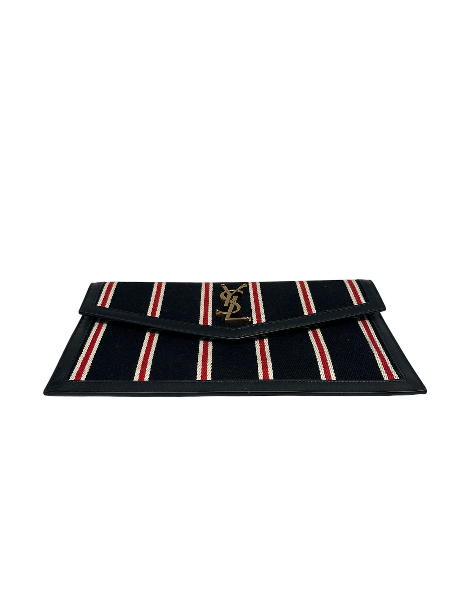 SAINT LAURENT/Clutch Bag/Stripe/Cotton/BLK/UPTOWN REDWHITE/ ENVELOP view 3