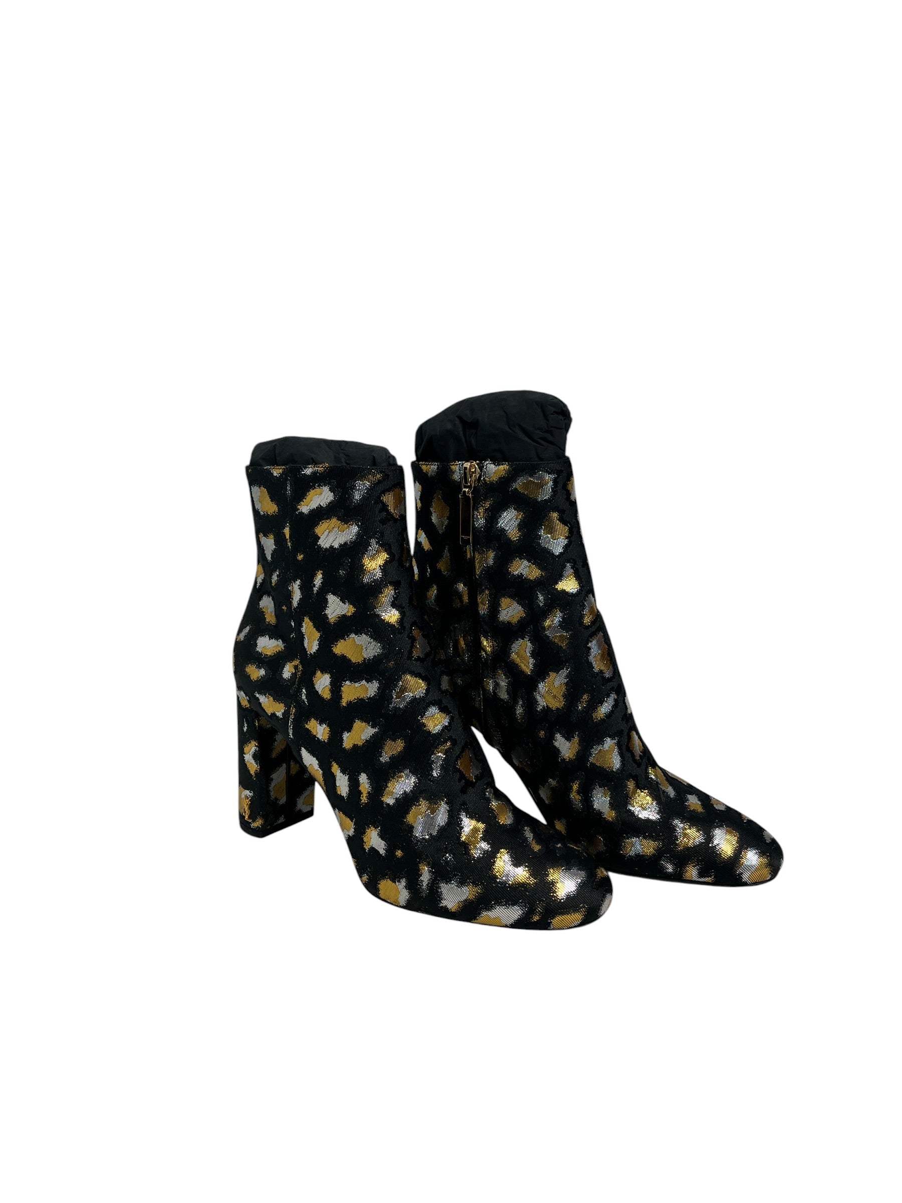 SAINT LAURENT/Heels/EU 39/Leopard/Polyester/BLK/ Zip up Boots view 1