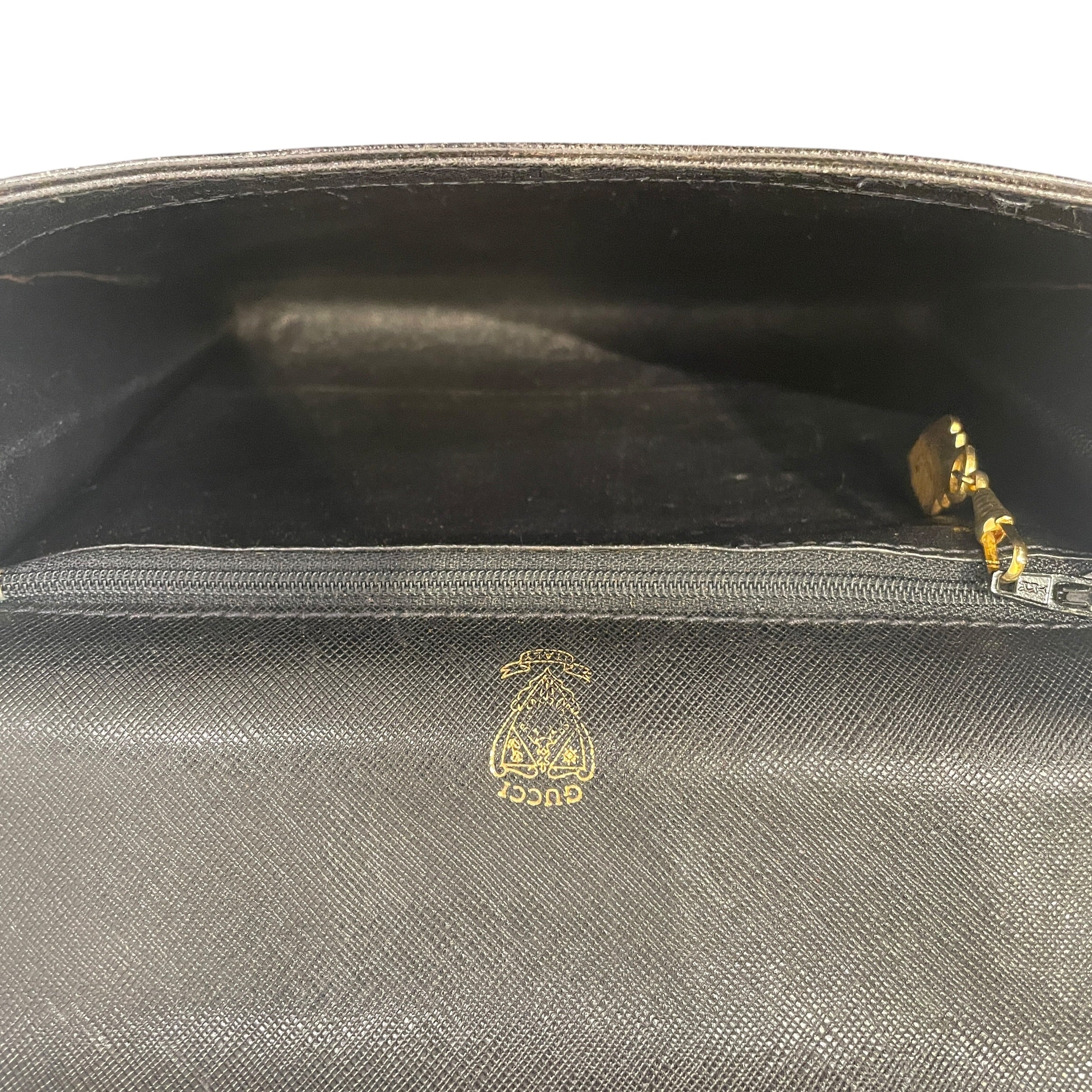 GUCCI/Hand Bag/Leather/BLK/1970s Top Handle Bag view 6