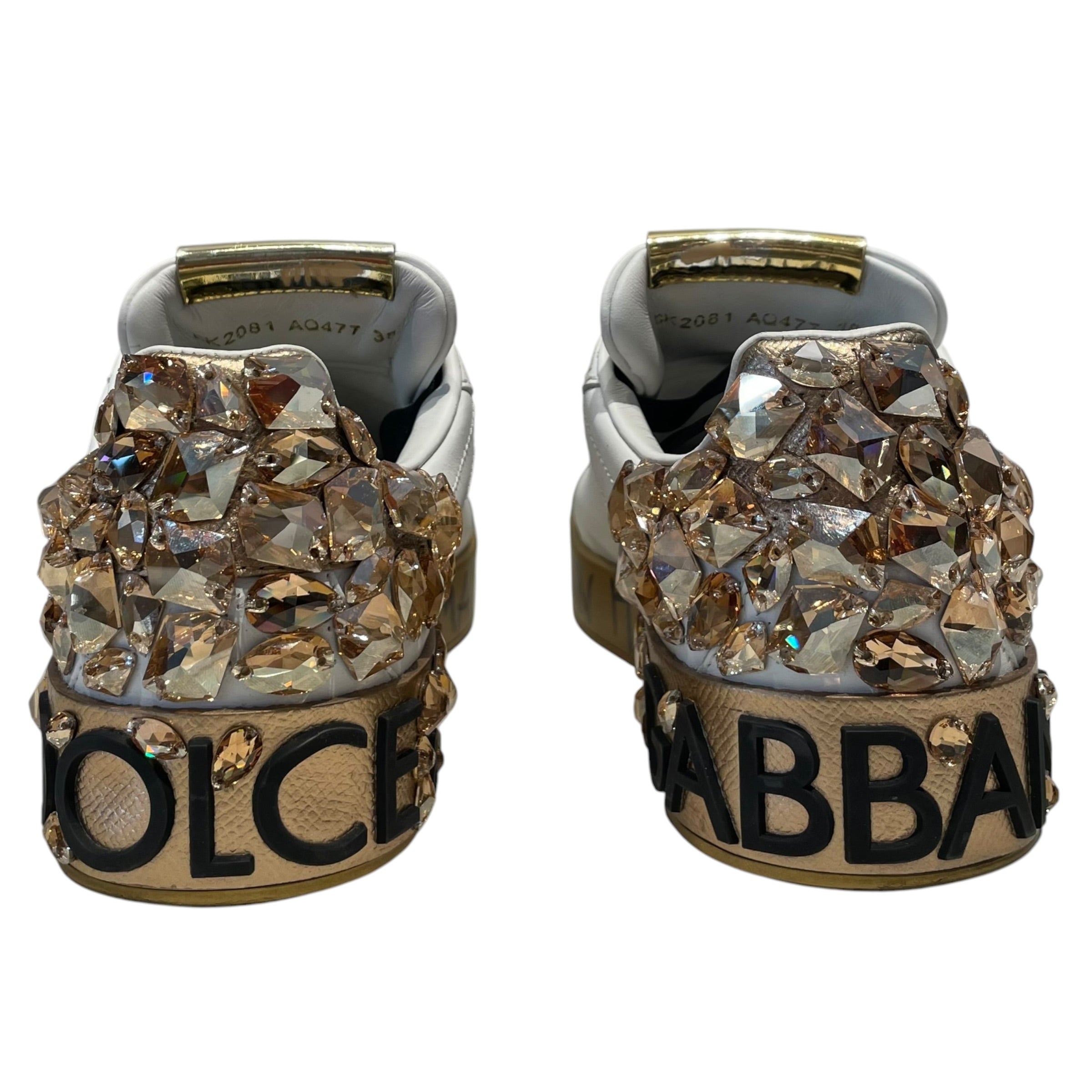 DOLCE&GABBANA/Low-Sneakers/US 7/All Over Print/Leather/WHT/PORTOFINO GOLD CRYSTAL EMB. view 3