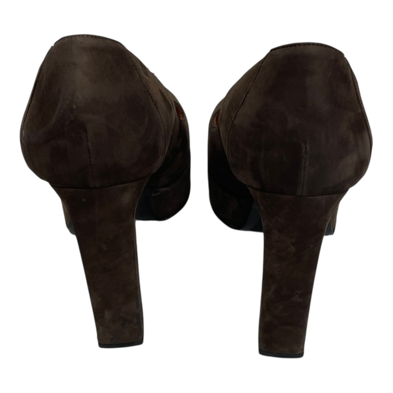 LANVIN/Heels/EU 37.5/Suede/BRW/PEEP TOE HEELS