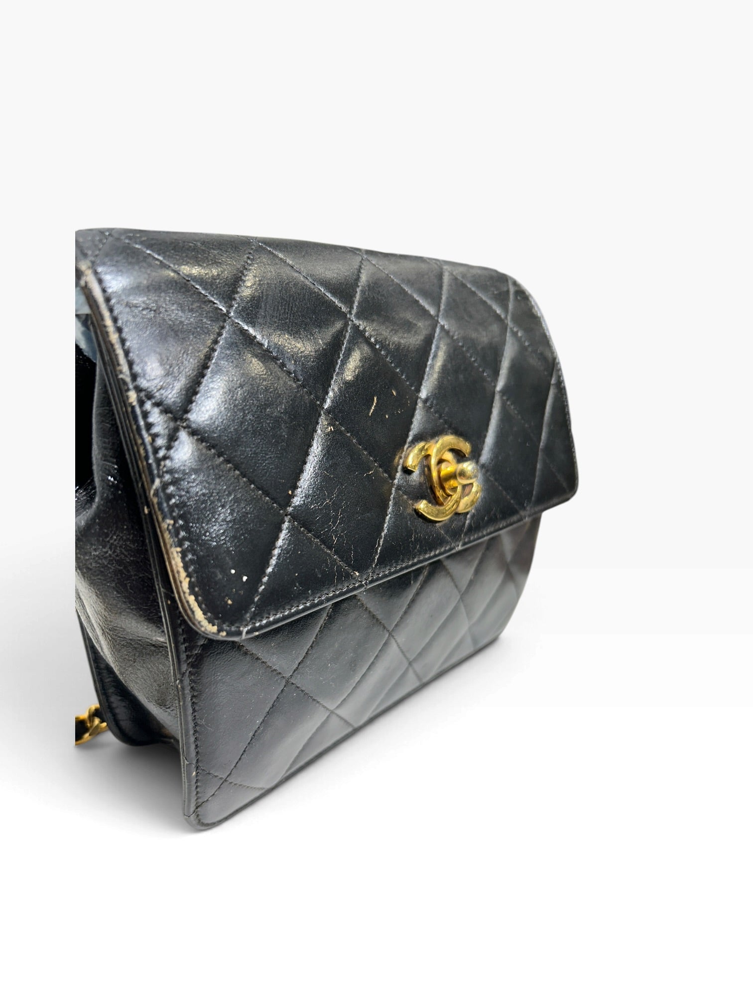 CHANEL/Cross Body Bag/Leather/BLK/QUILTED SQUARE GOLD HARDWARE view 6