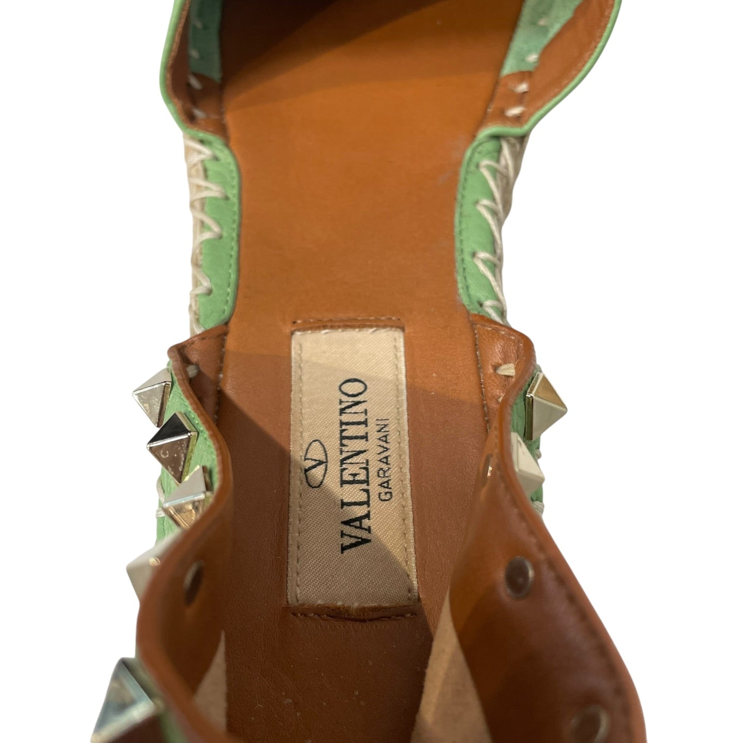 VALENTINO GARAVANI/Sandals/EU 37/Leather/GRN/rockstud close toe view 3