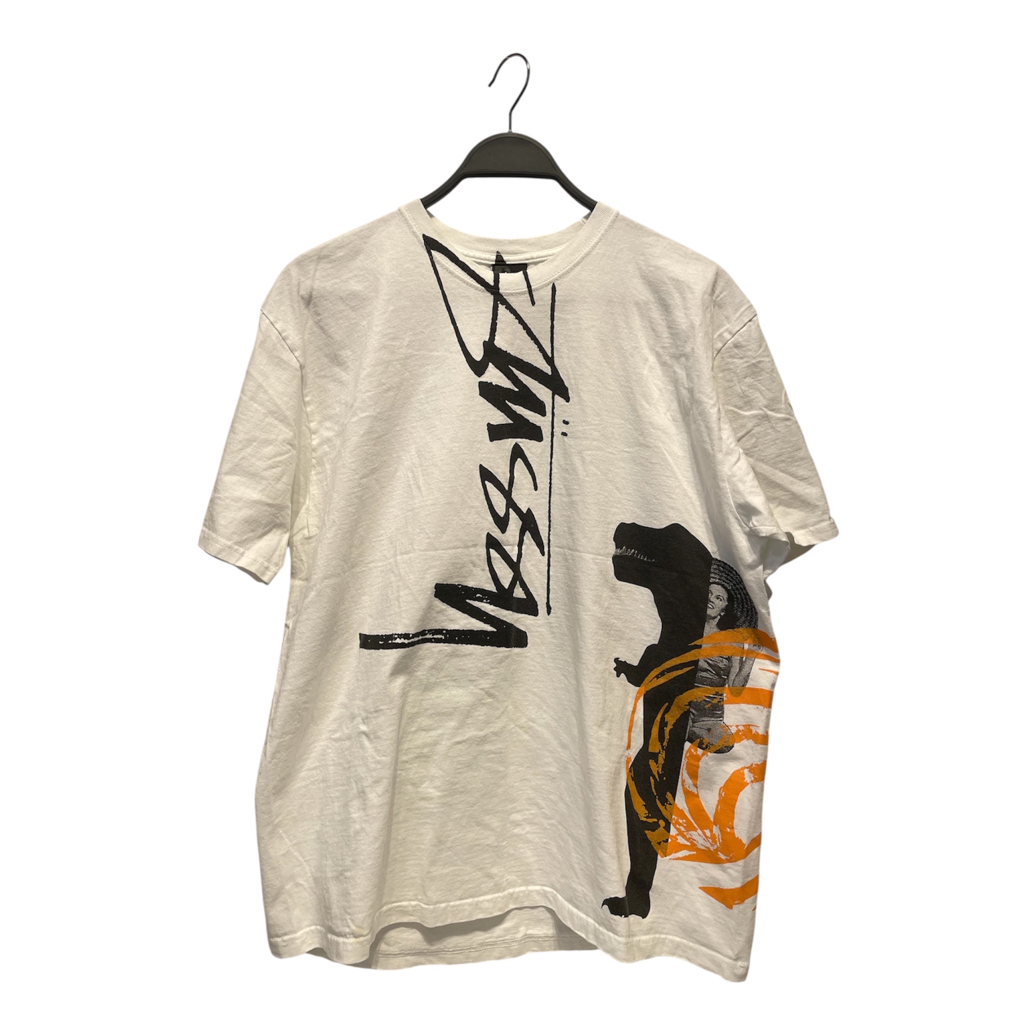 STUSSY/T-Shirt/S/Cotton/WHT/Graphic/Large vertical stussy graphic view 1