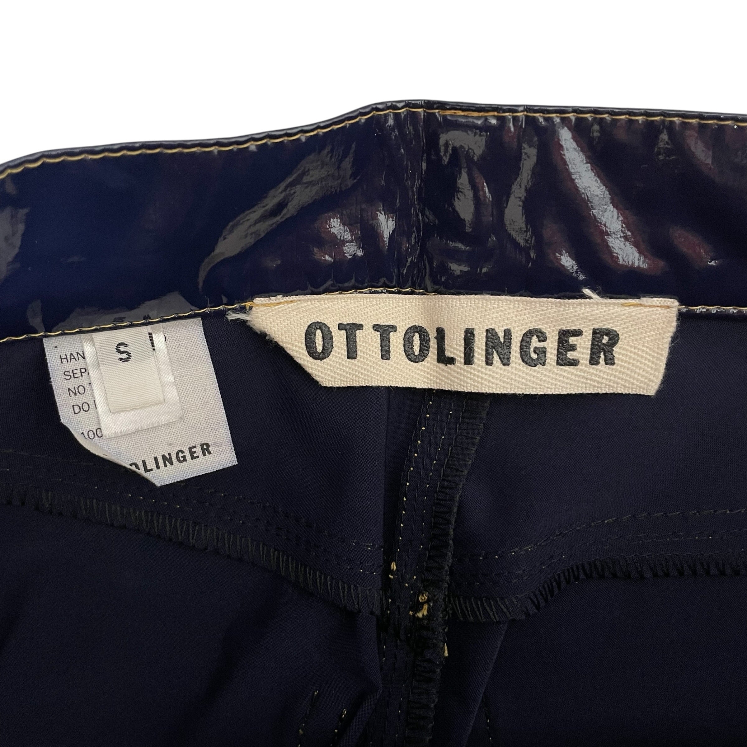OTTOLINGER/Straight Pants/S/Faux Leather/NVY/ view 3