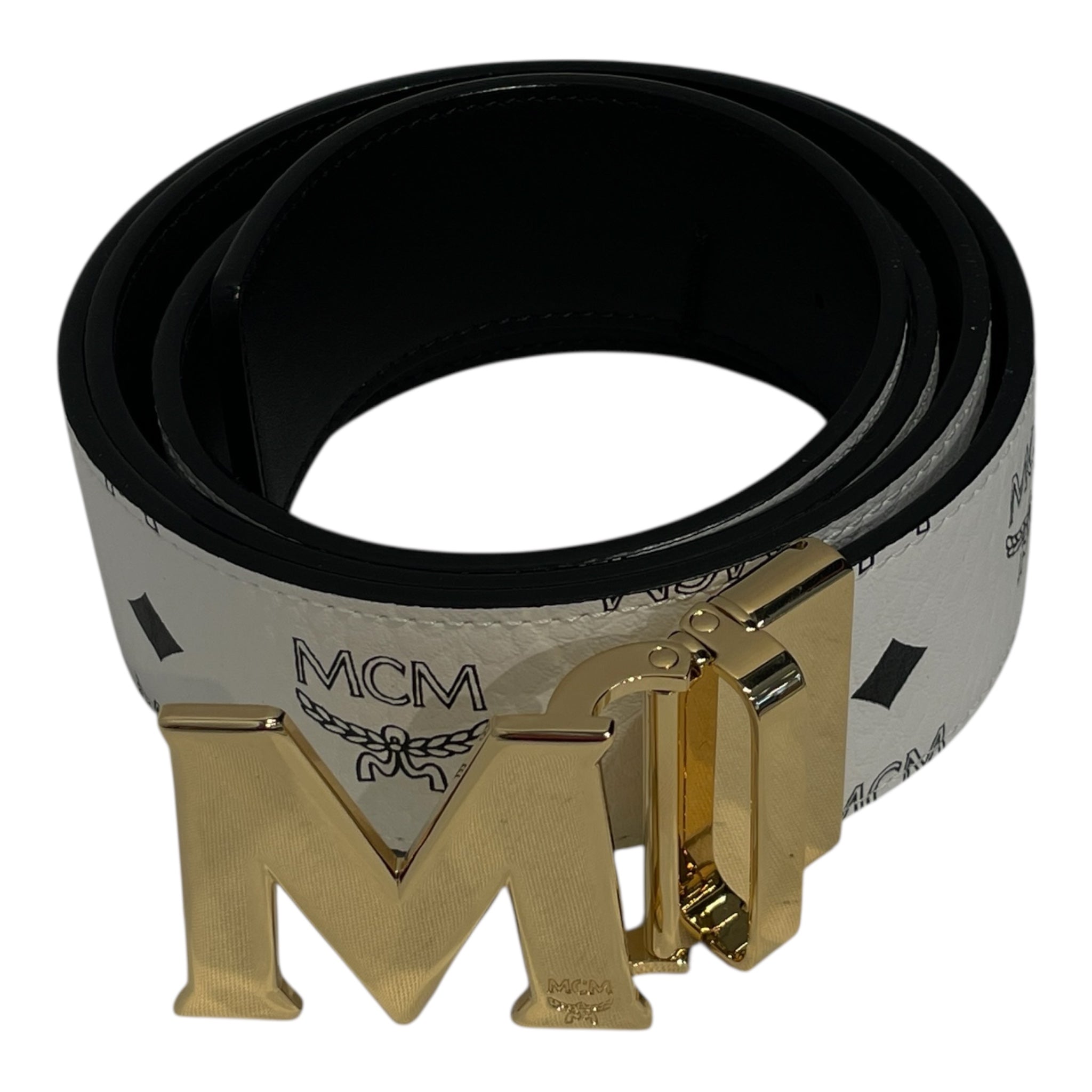 MCM/Belt/Monogram/Leather/WHT/MCM CLAUS REVERSIBLE BELT NEW view 1