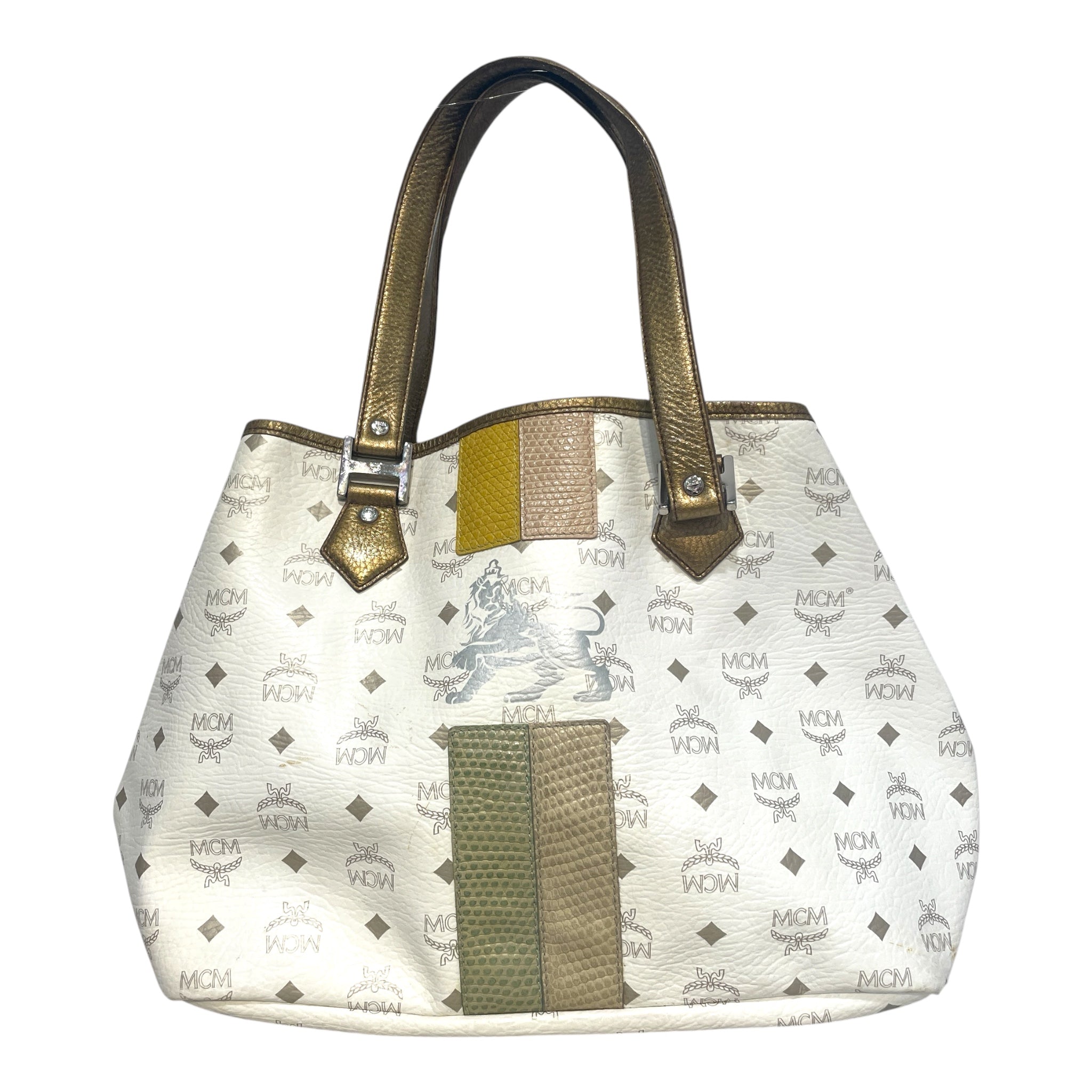MCM/Tote Bag/Monogram/Leather/WHT/Lion Mongoram Tote view 1