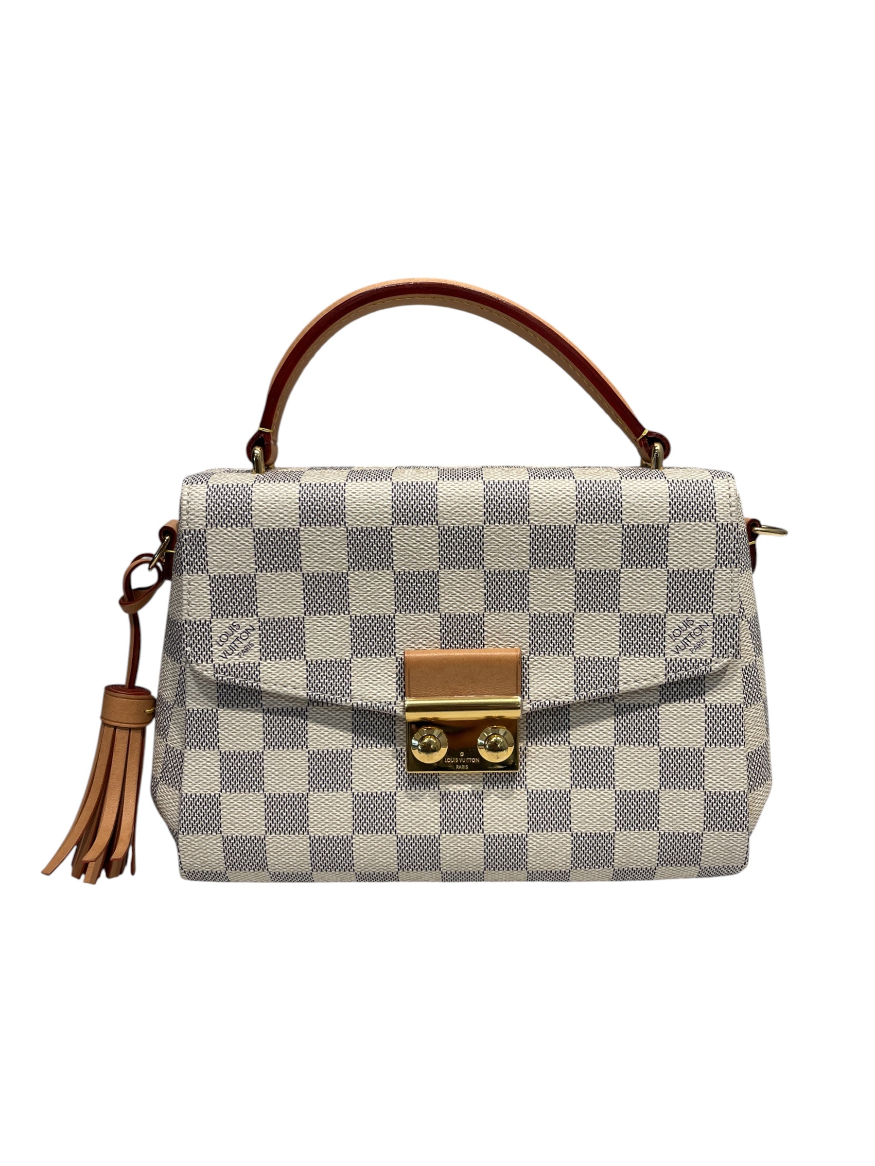LOUIS VUITTON/Cross Body Bag/Gingham Check/Leather/CRM/DAHMIER AZUR CROISETTE view 1