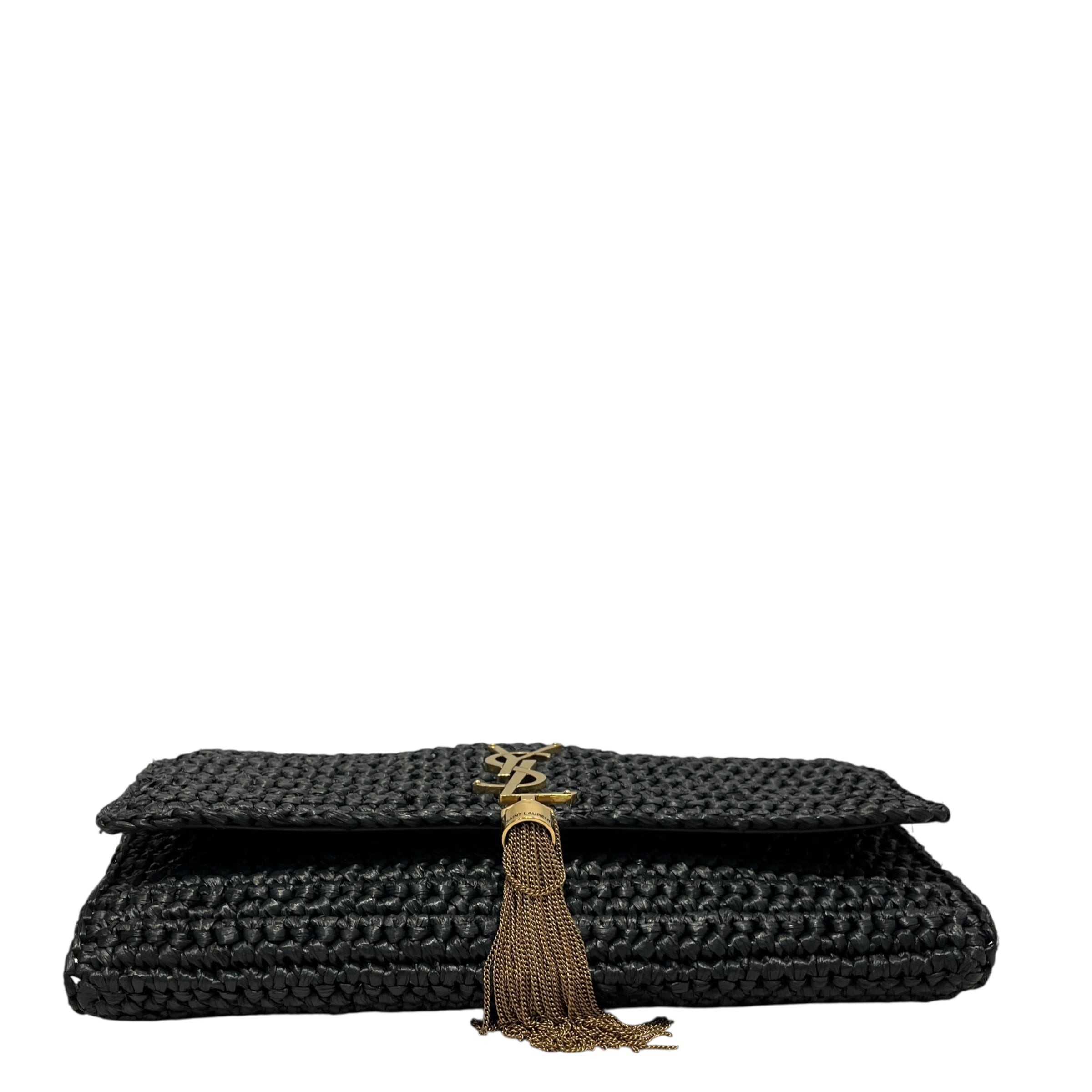 YVES SAINT LAURENT/Hand Bag/BLK/RAFFA SHOULDER BAG WOVEN GOLD view 3