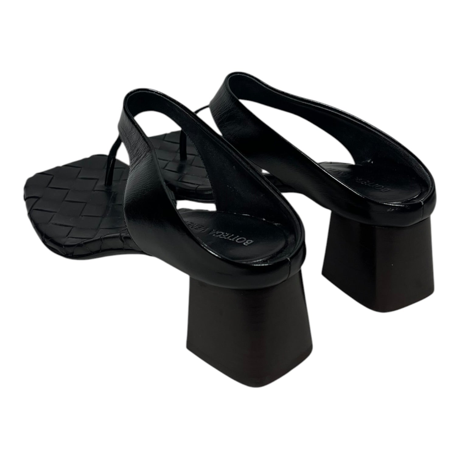 BOTTEGA VENETA/Sandals/EU 39/Leather/BLK/WOVEN THONG SANDALS view 2