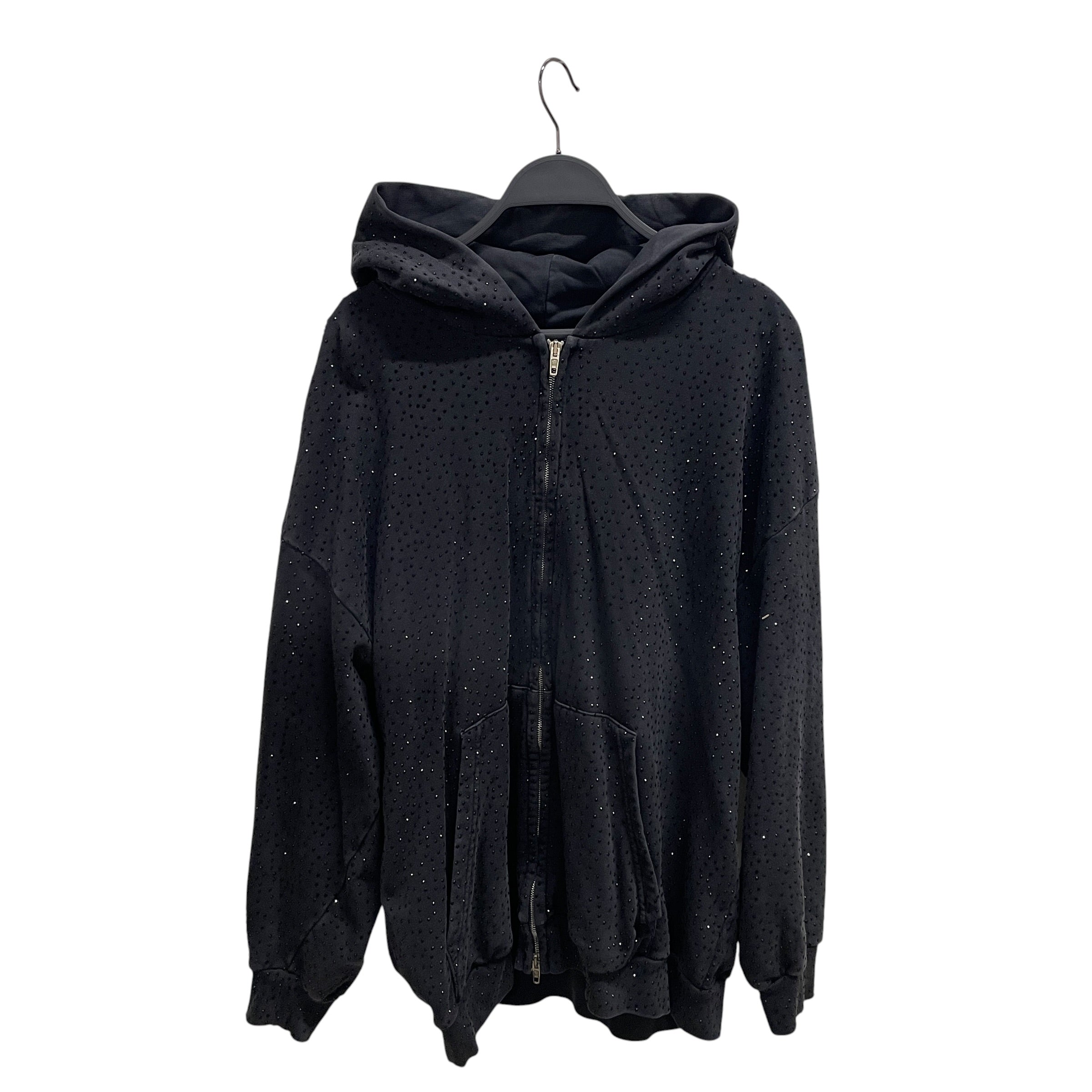 BALENCIAGA/Hoodie/S/Cotton/BLK/all over rhinestone view 1