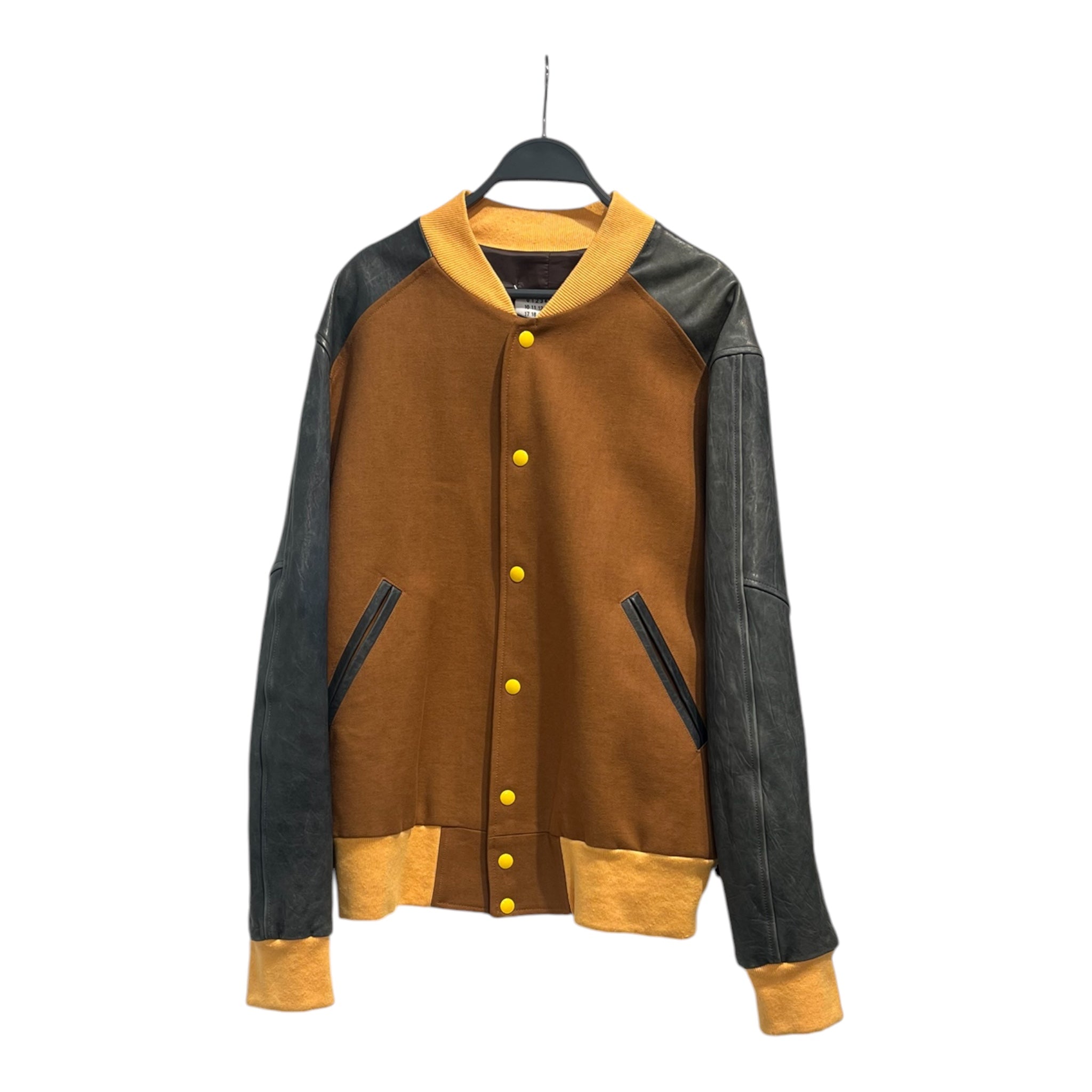 Maison Margiela/Jacket/52/BEG/GRAY LEATHER VARSITY Jckt  nwt view 1