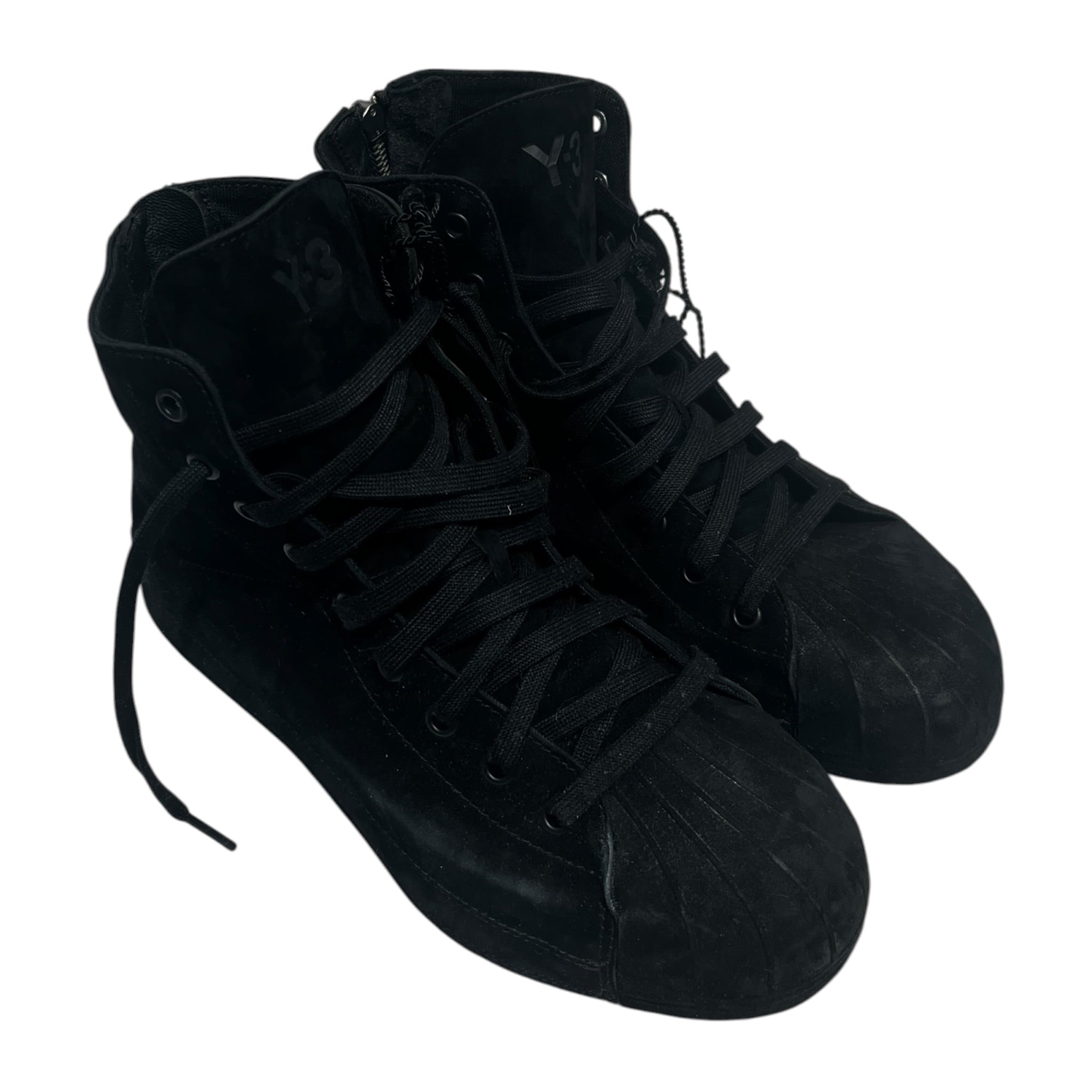 Y-3/Hi-Sneakers/US 9/Suede/BLK/HEEL ZIPPER/SUEDE/SHELL TOE view 1