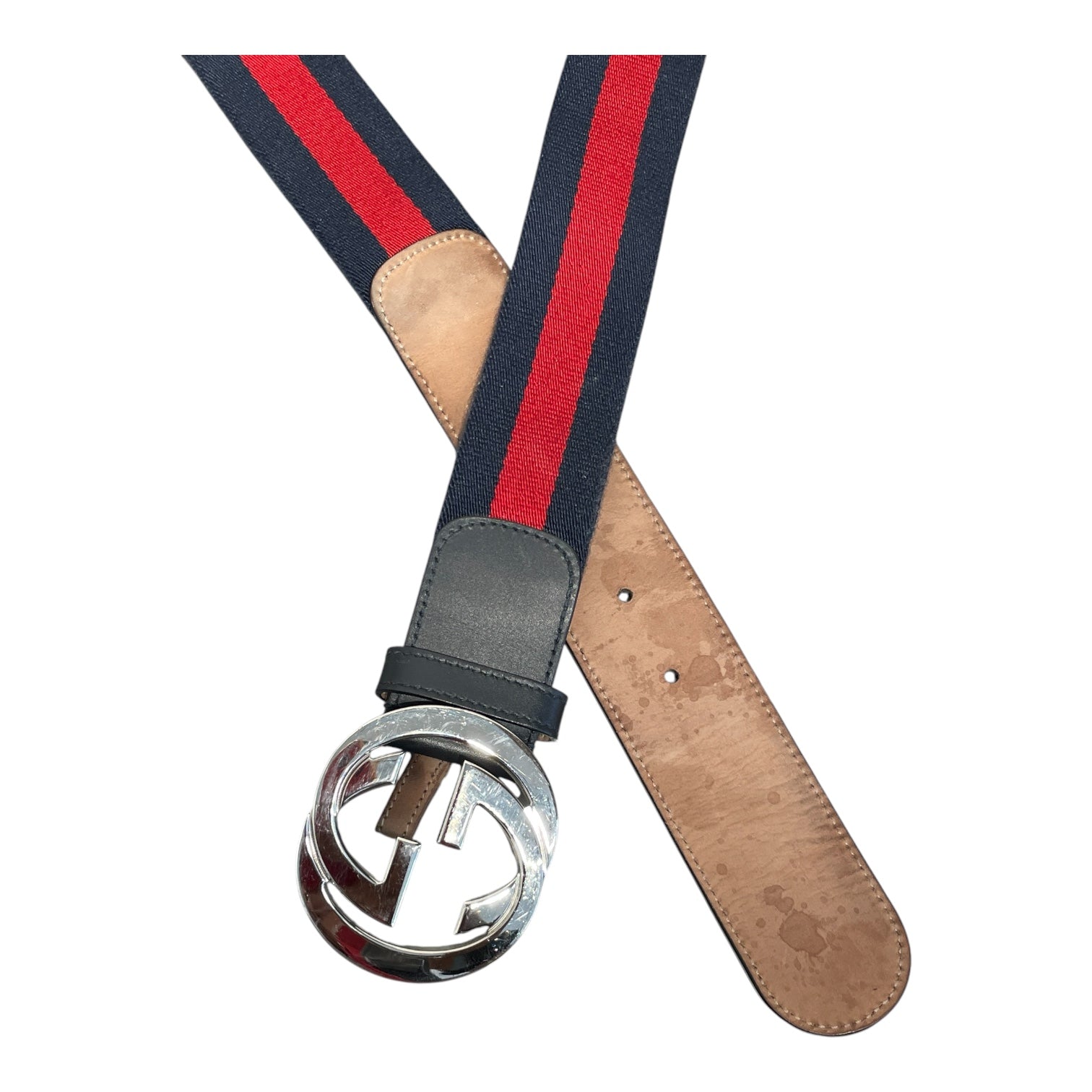 GUCCI/Accessories/Stripe/Nylon/MLT/M's/RED AND BLUE STRIPE BELT view 2
