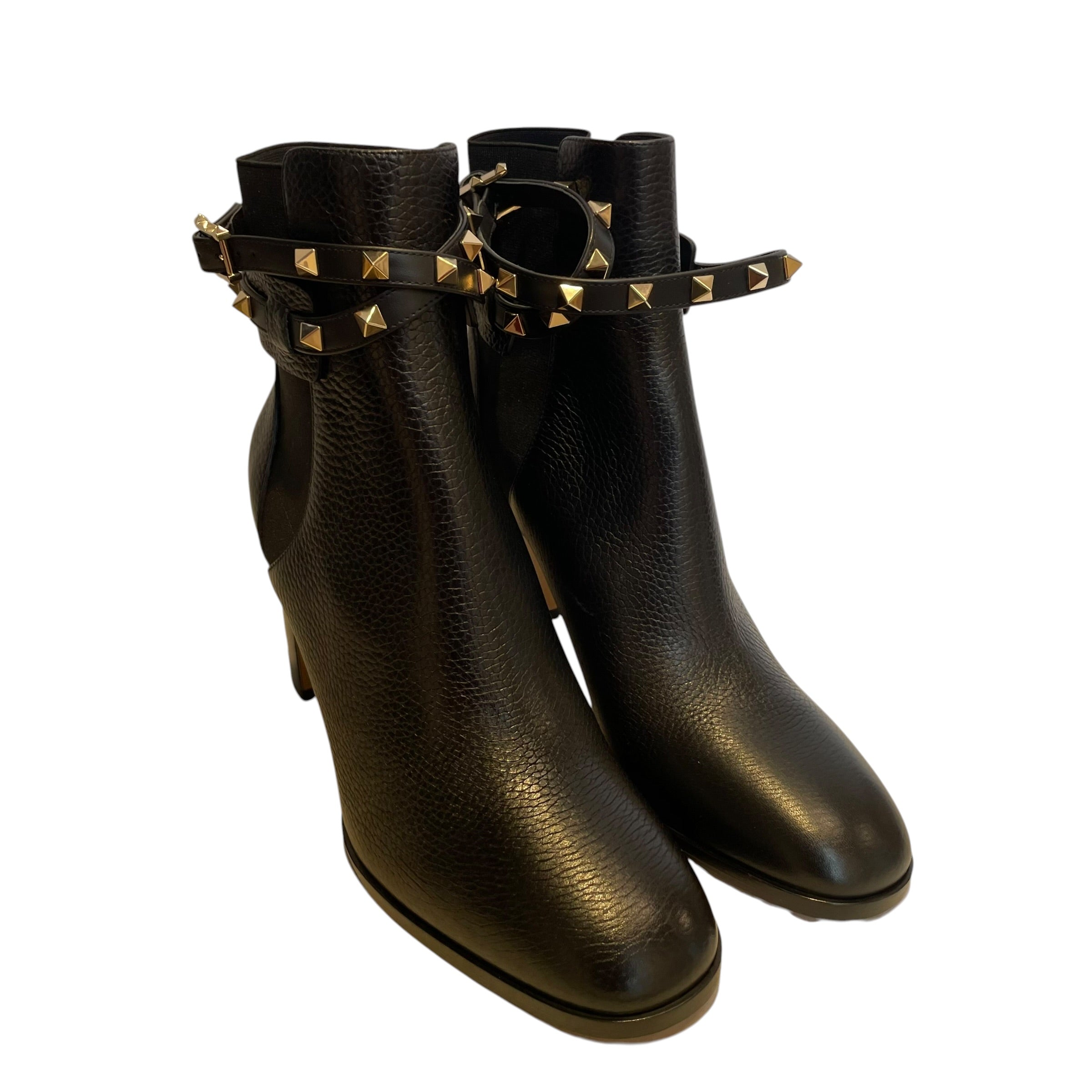 VALENTINO GARAVANI/Booties/EU 40/Leather/BLK/rockstud buckle booties view 1