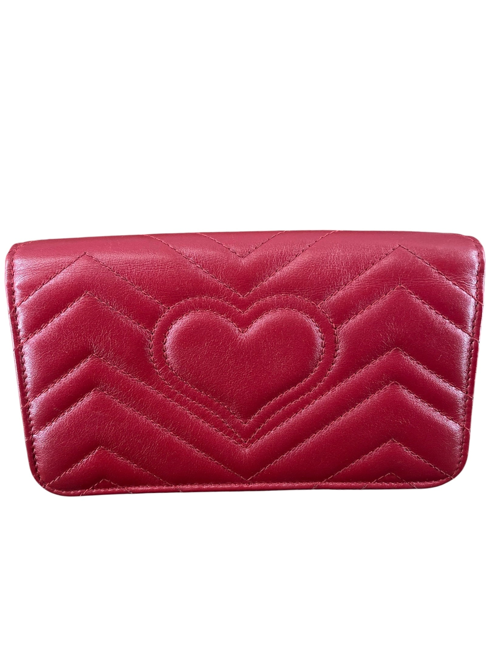 GUCCI/Cross Body Bag/Leather/RED/GG MARMONT WALLET ON CHAIN view 2