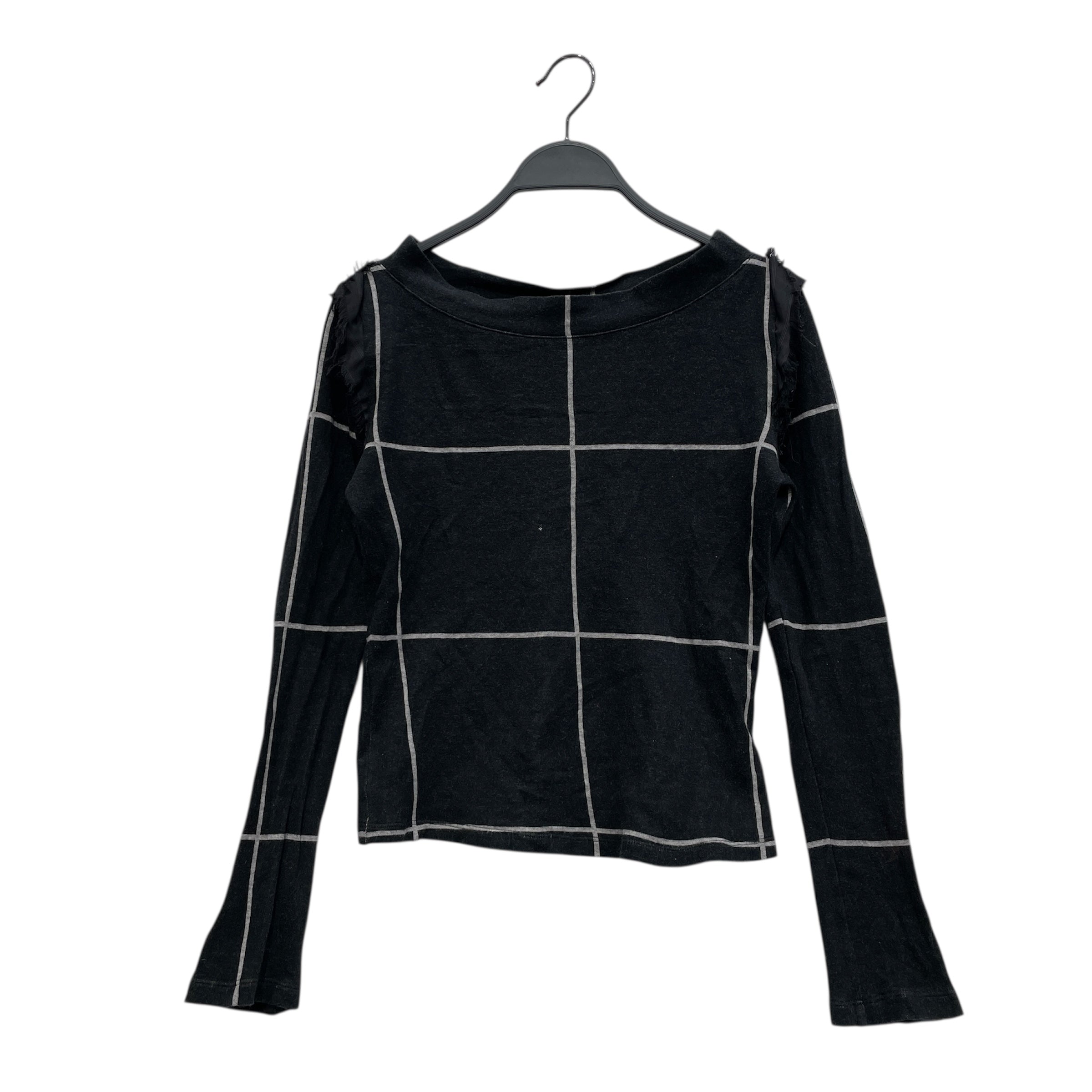 ISSEY MIYAKE/Sweater/3/Stripe/Wool/BLK/GRY STRIPE FRAYED SHOULDERS view 1