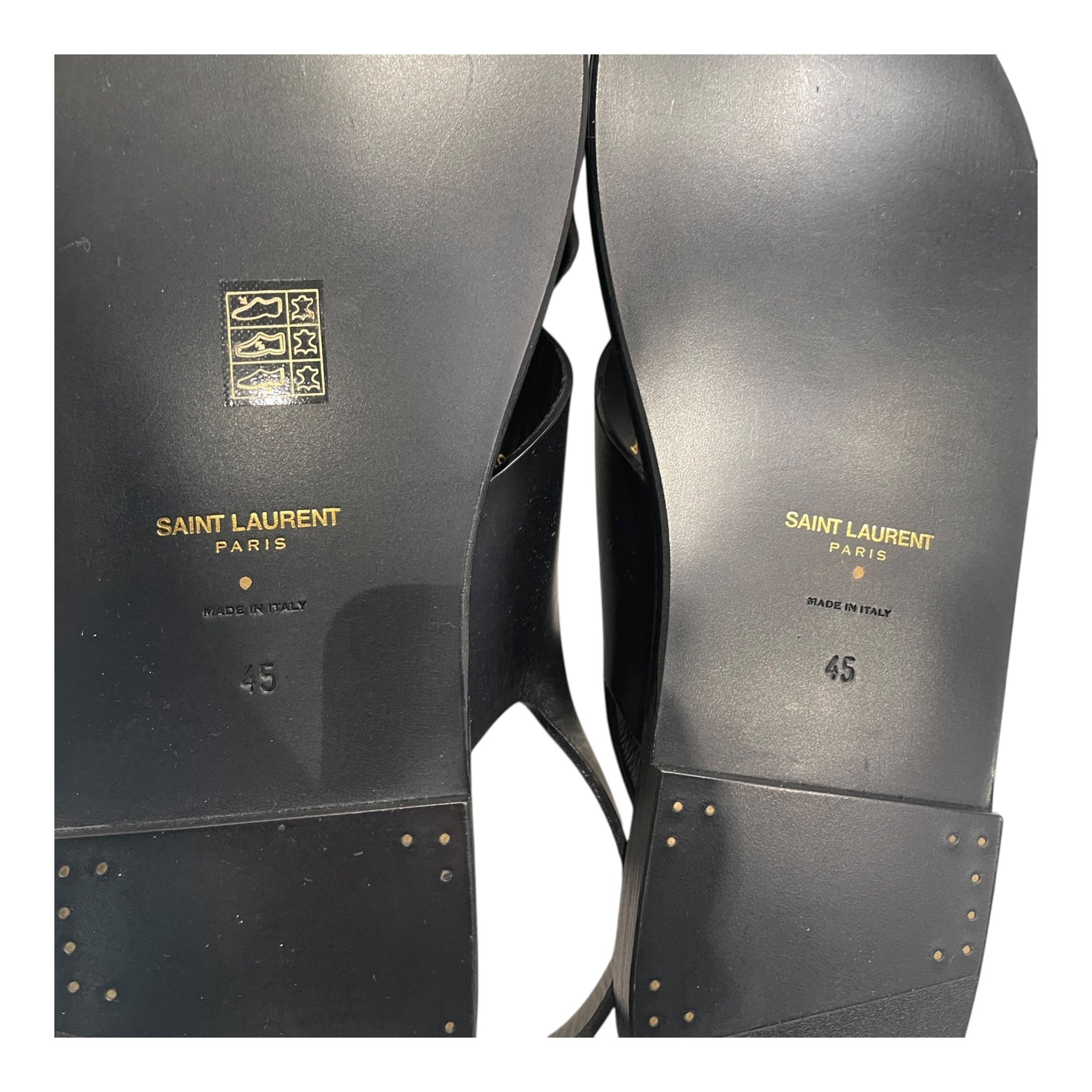 SAINT LAURENT/Sandals/EU 45/Leather/BLK/WOOD SOLE LEATHER STRAP view 6
