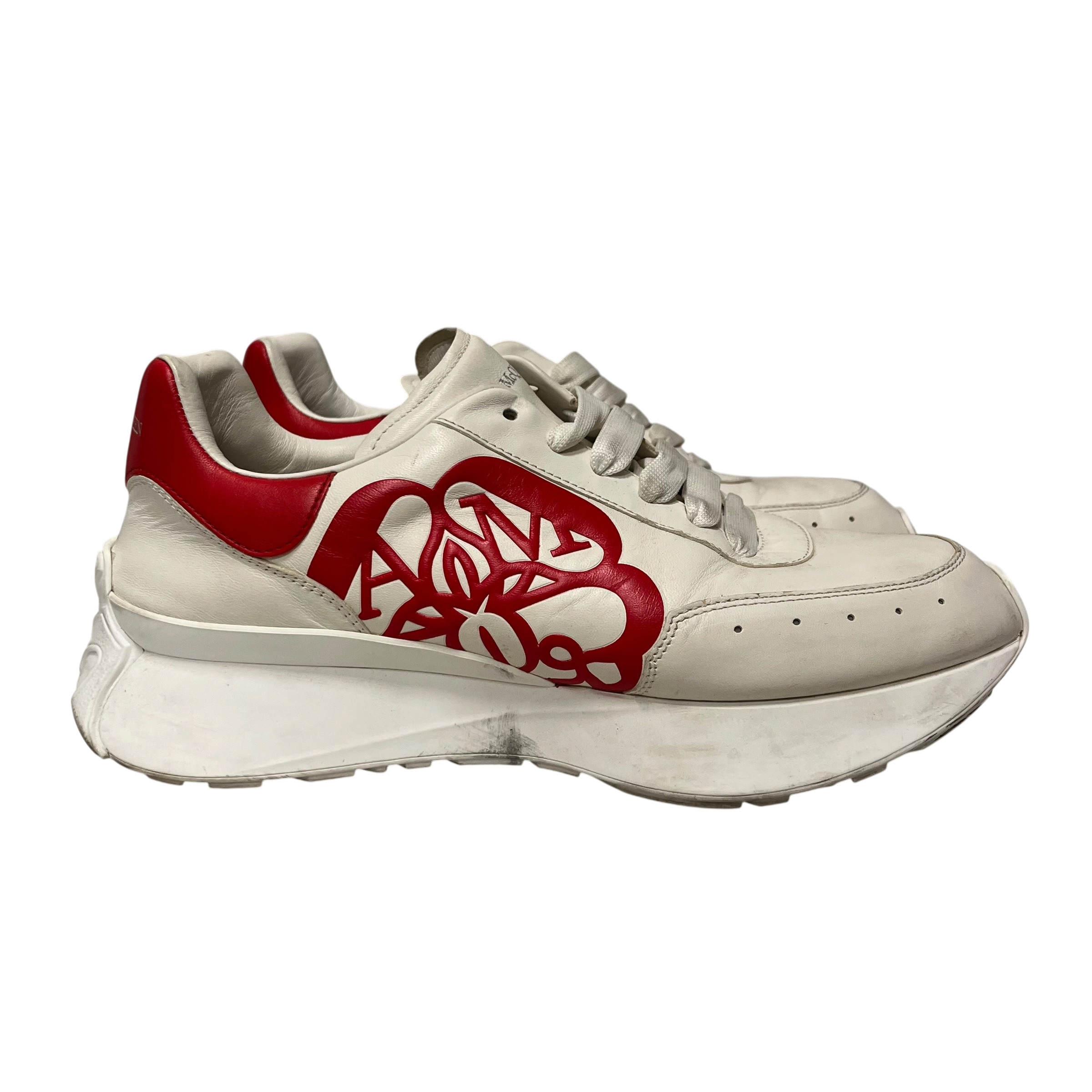 Alexander McQueen/Low-Sneakers/EU 43/Leather/WHT/SPRINT RUNNER LUST RED view 3