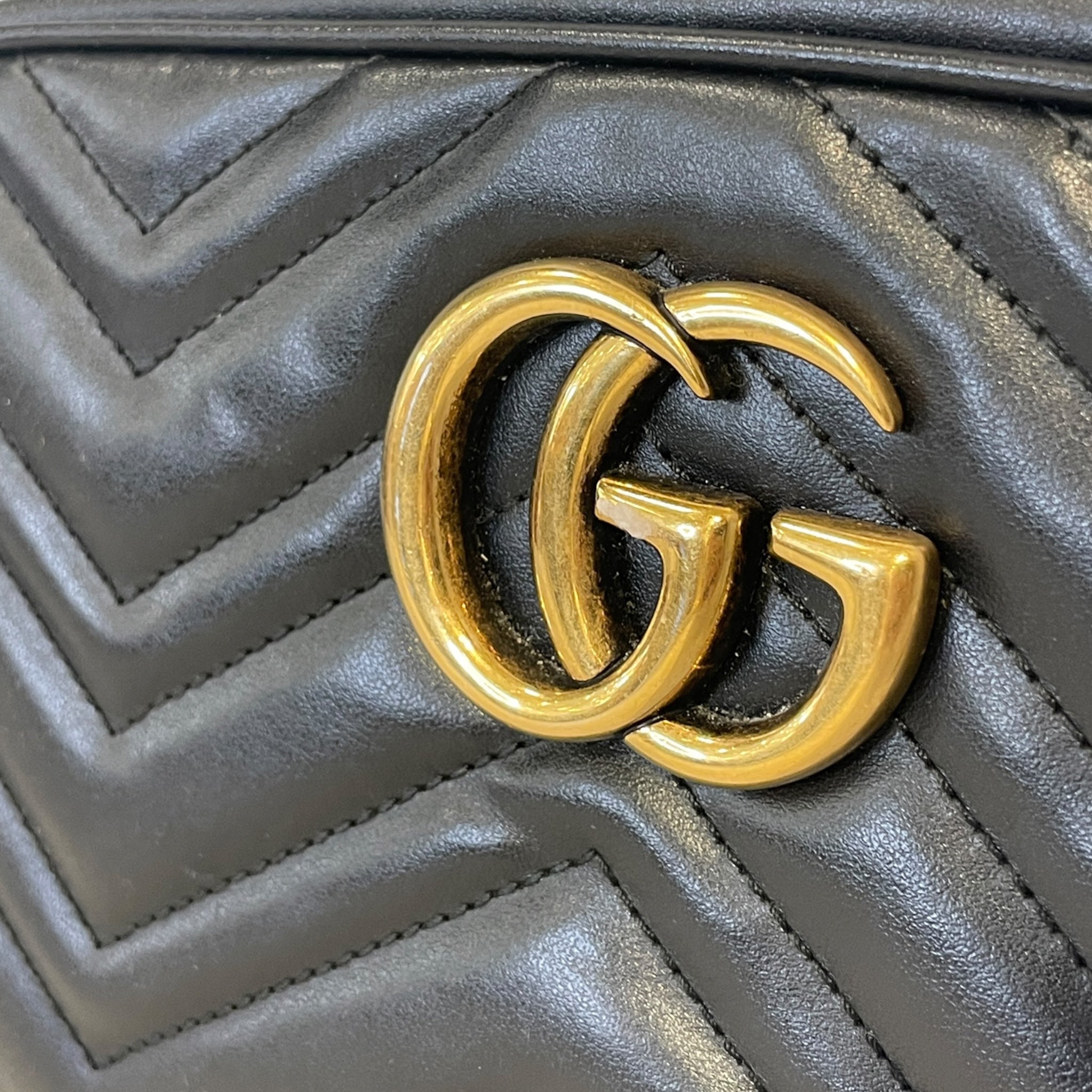 GUCCI/Cross Body Bag/Leather/BLK/Marmont Bag view 6