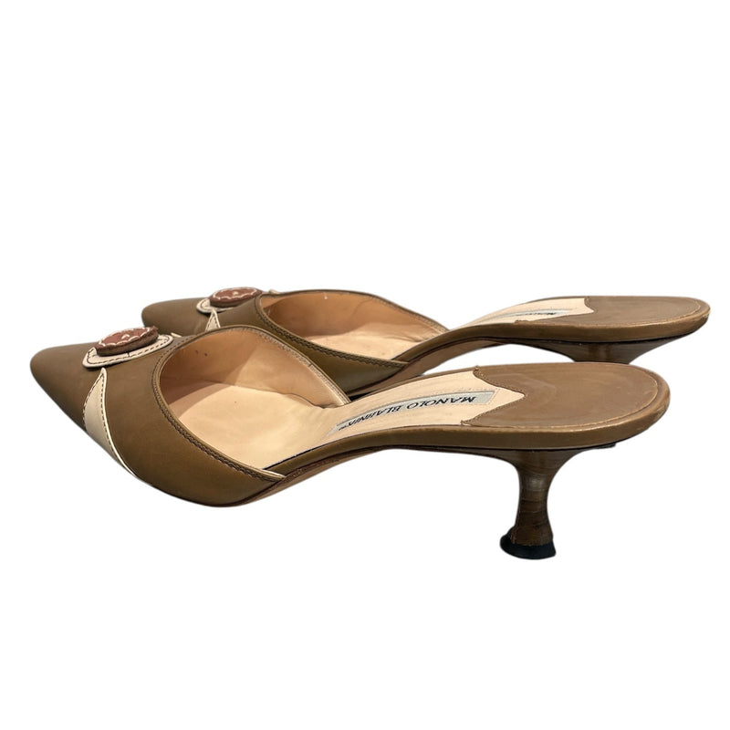 MANOLO BLAHNIK/Heels/EU 40.5/Leather/CML/BUTTON MINI HEELS