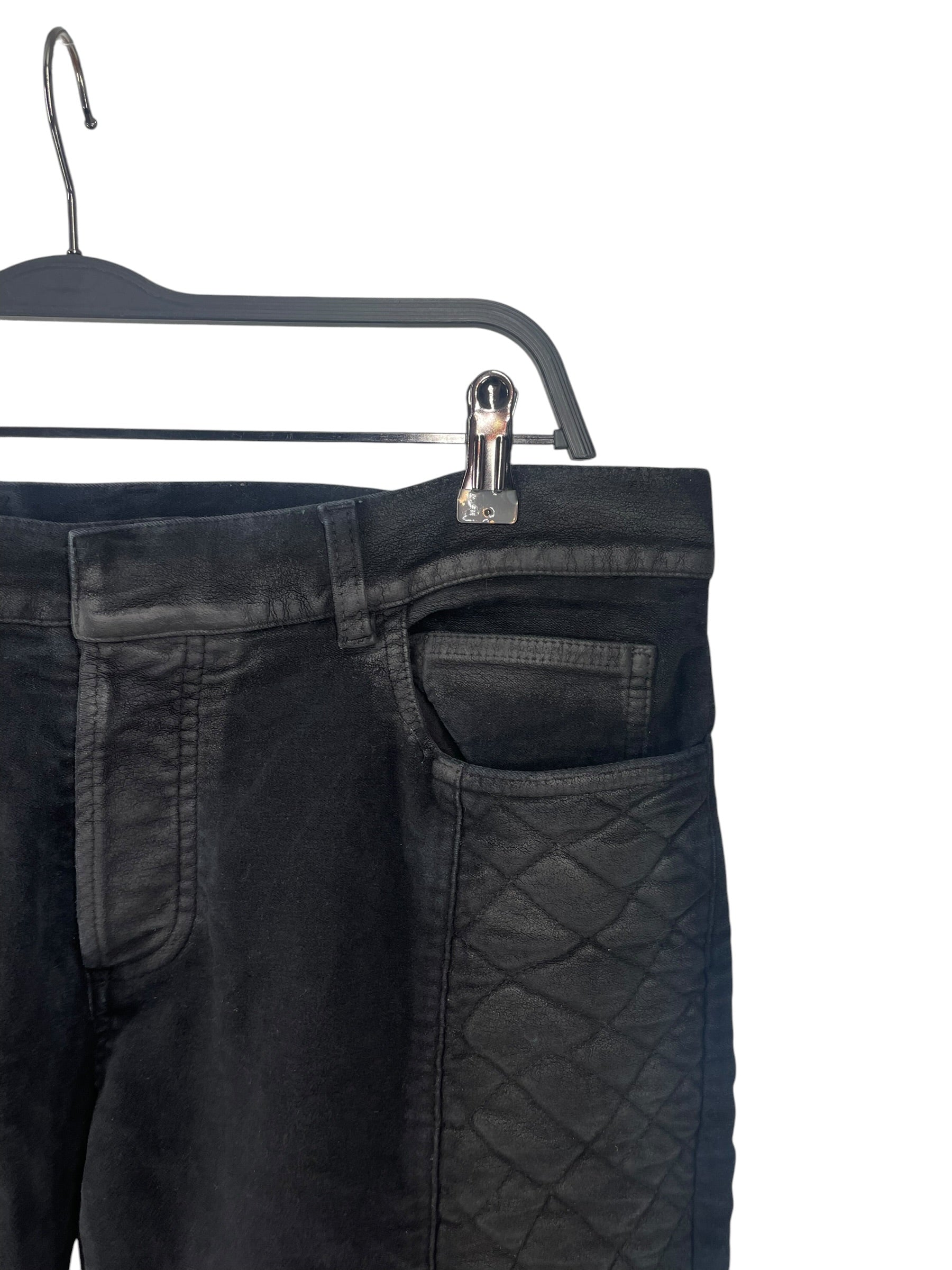 BALMAIN/Pants/32/Cotton/BLK/BLK QUILTED BIKER JEANS SZ32 view 3