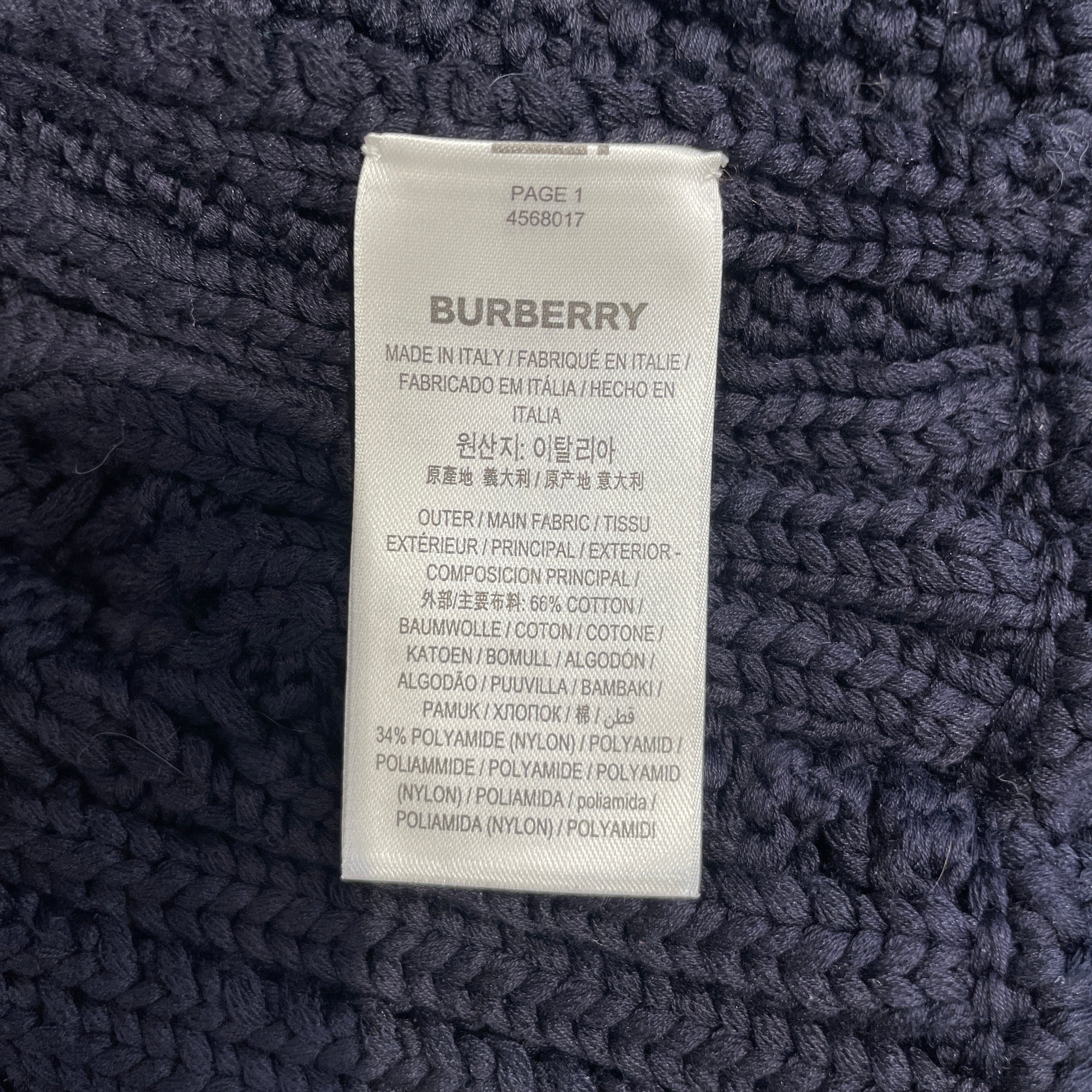 BURBERRY LONDON/Sweater/S/Cotton/NVY/cutout cable-knit view 4
