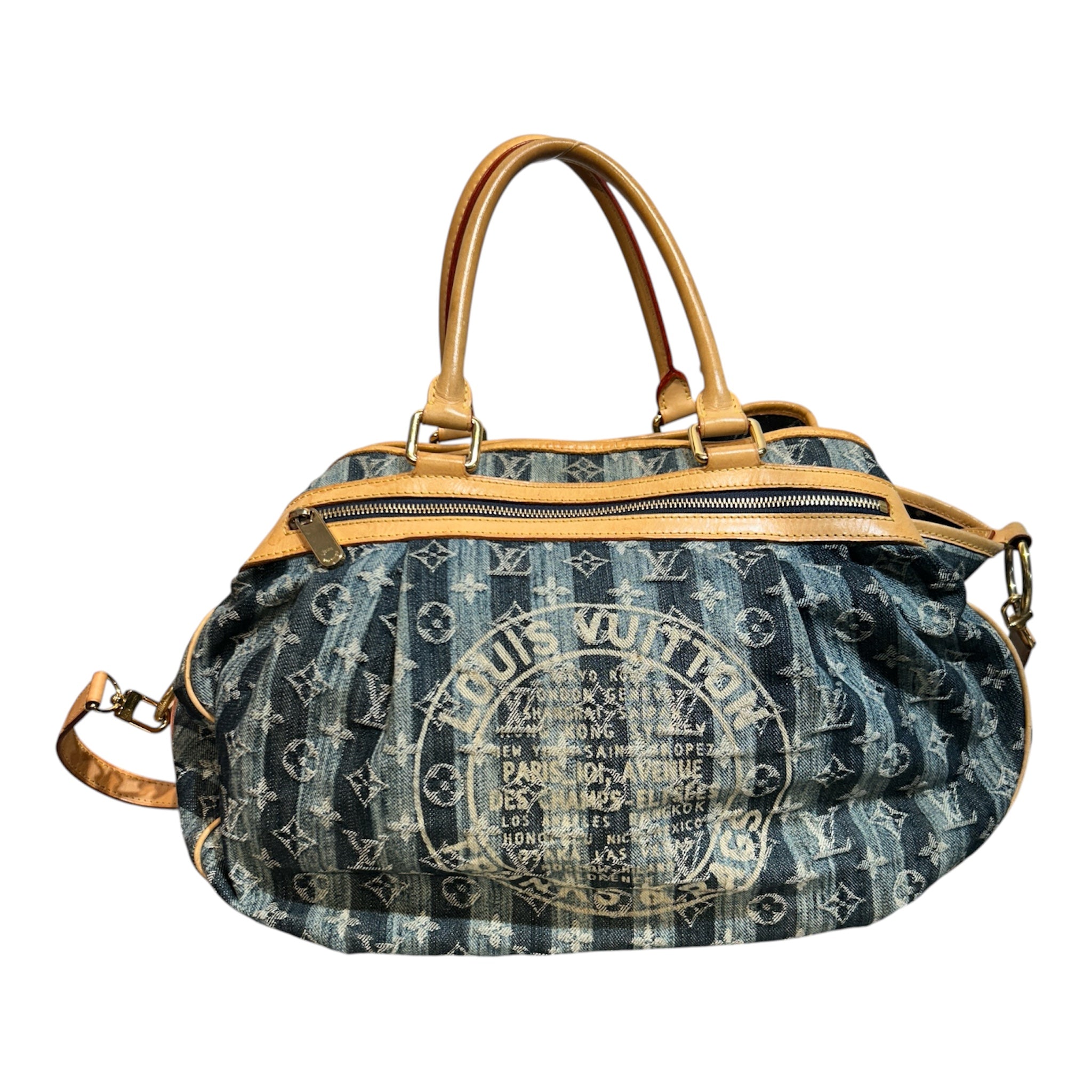 LOUIS VUITTON/Cross Body Bag/Monogram/Denim/NVY/denim cabas raye gm view 1