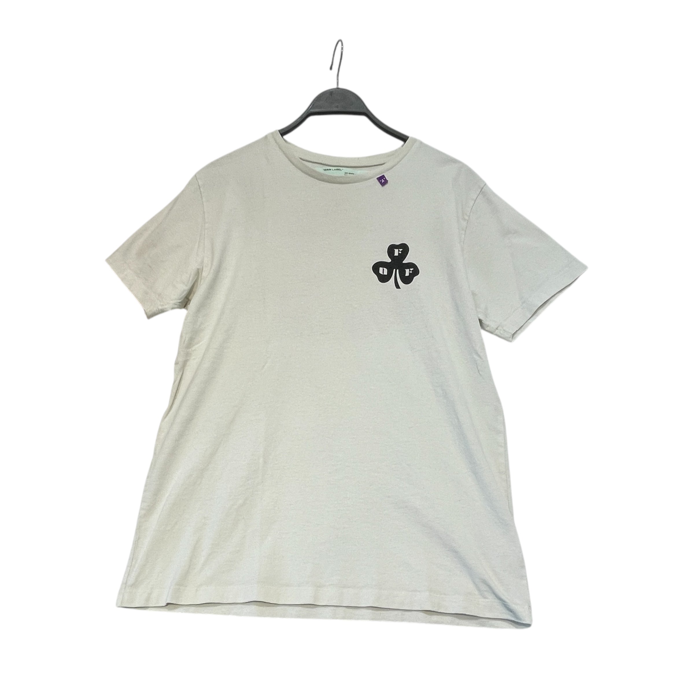 OFF-WHITE/T-Shirt/S/Cotton/WHT/Graphic/clover t shirt view 1