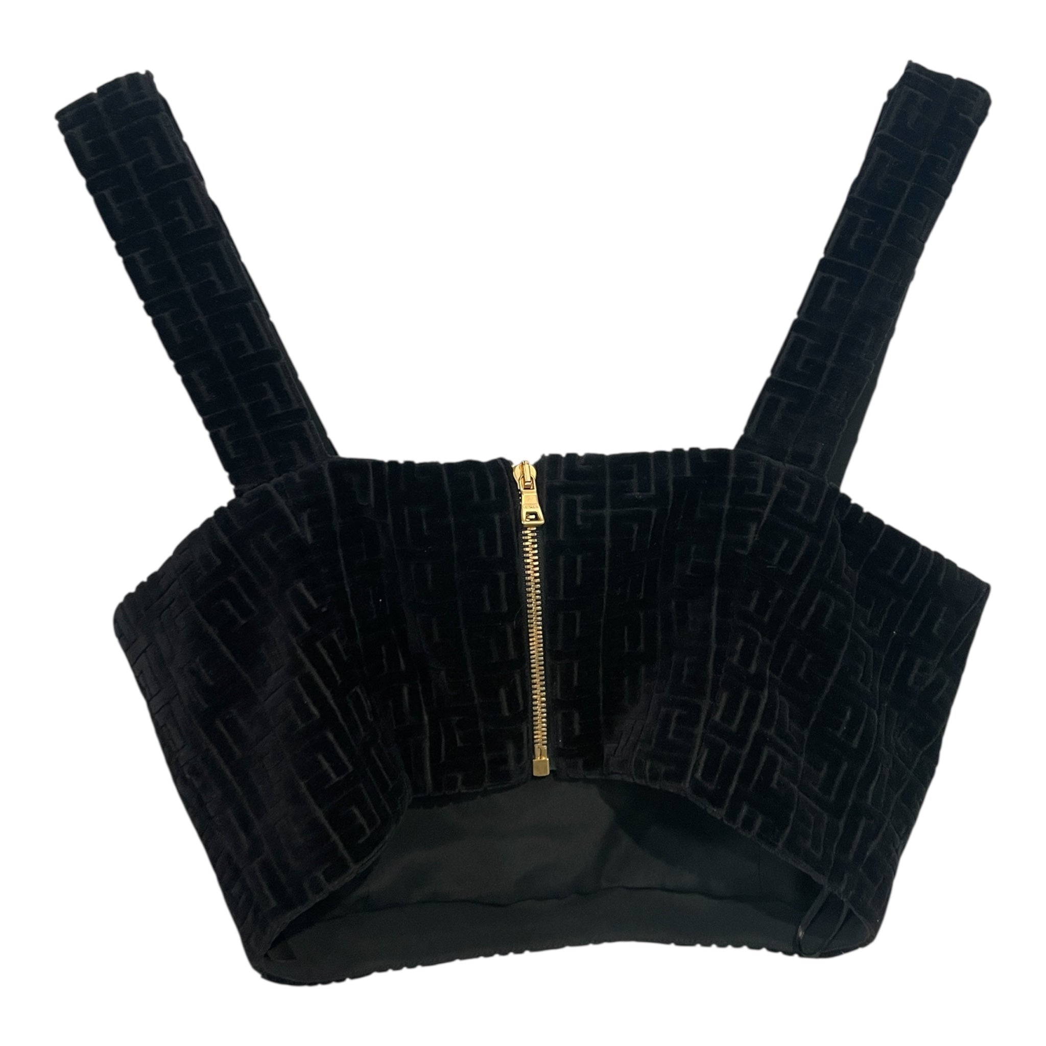 BALMAIN/SL Blouse/M/Cotton/BLK/BALMAIN VELOUR LOGO TOP view 2