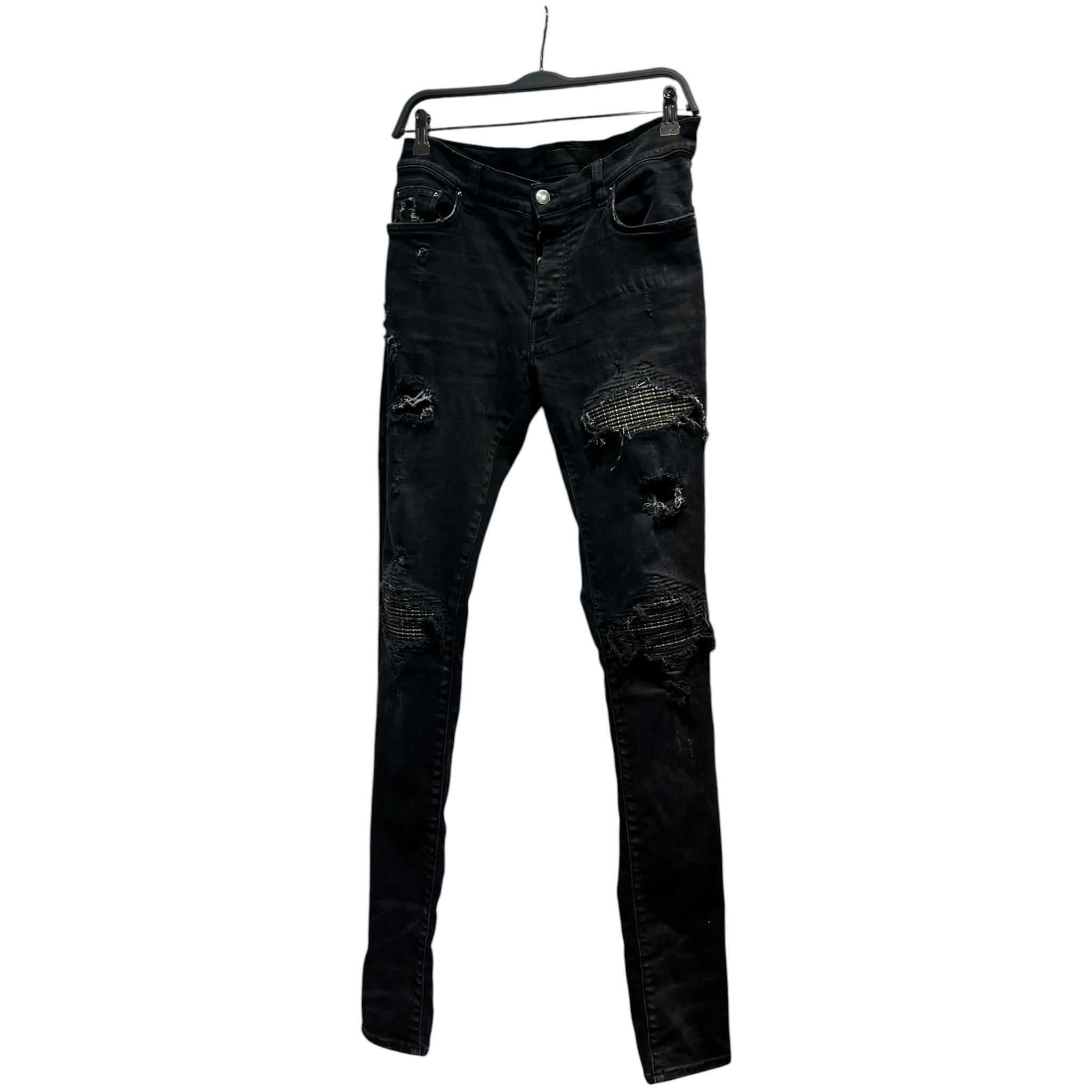 AMIRI/Skinny Pants/31/Denim/BLK/MX-1 Neon/Plaid Patch
