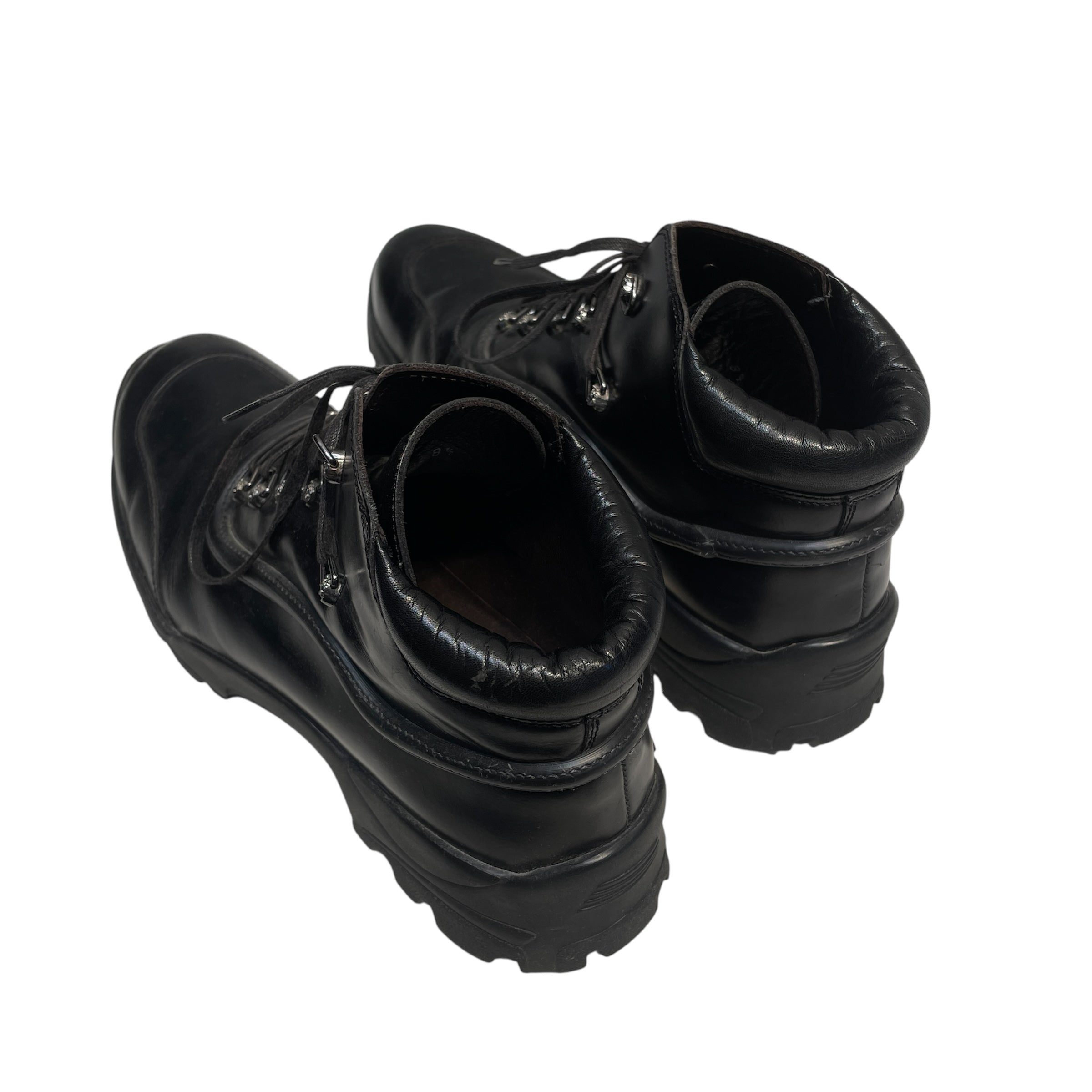 GIANNI VERSACE/Boots/US 8.5/Leather/BLK/combat boots silver hardware view 2