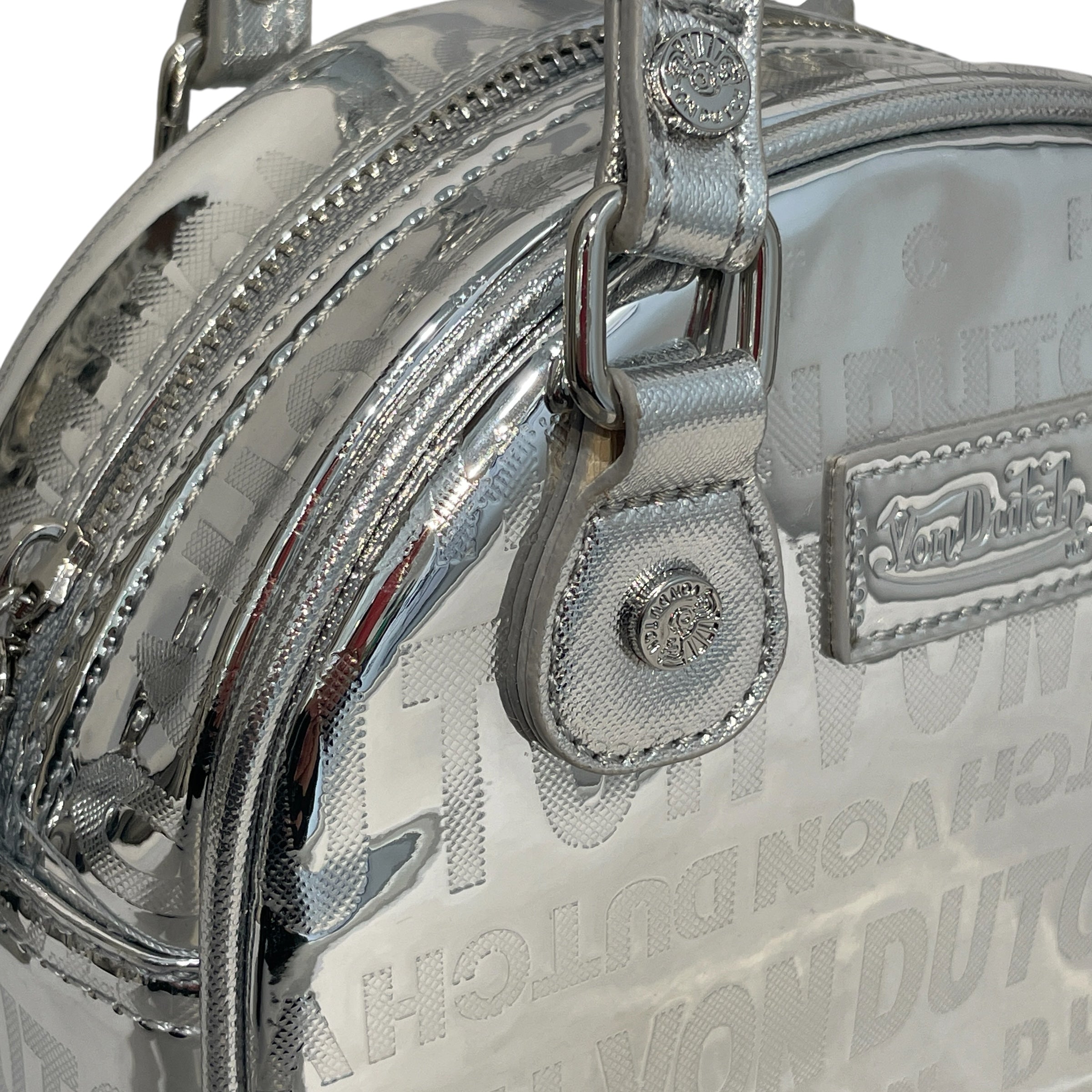 VonDutch/Hand Bag/Monogram/Leather/SLV/Foil Reflective Bowling Bag view 4