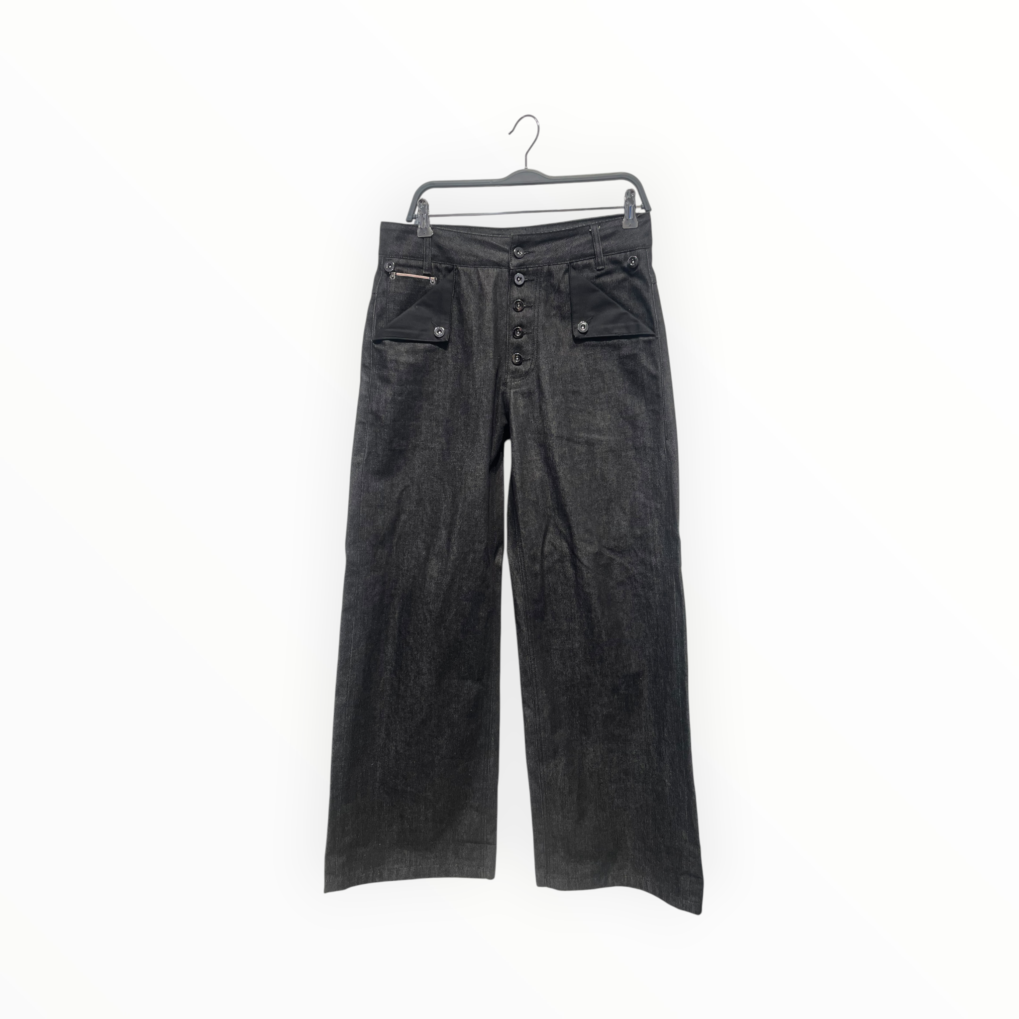 SEVEN3SEVENS/Straight Pants/30/Cotton/BLK/SELVEDGE view 1